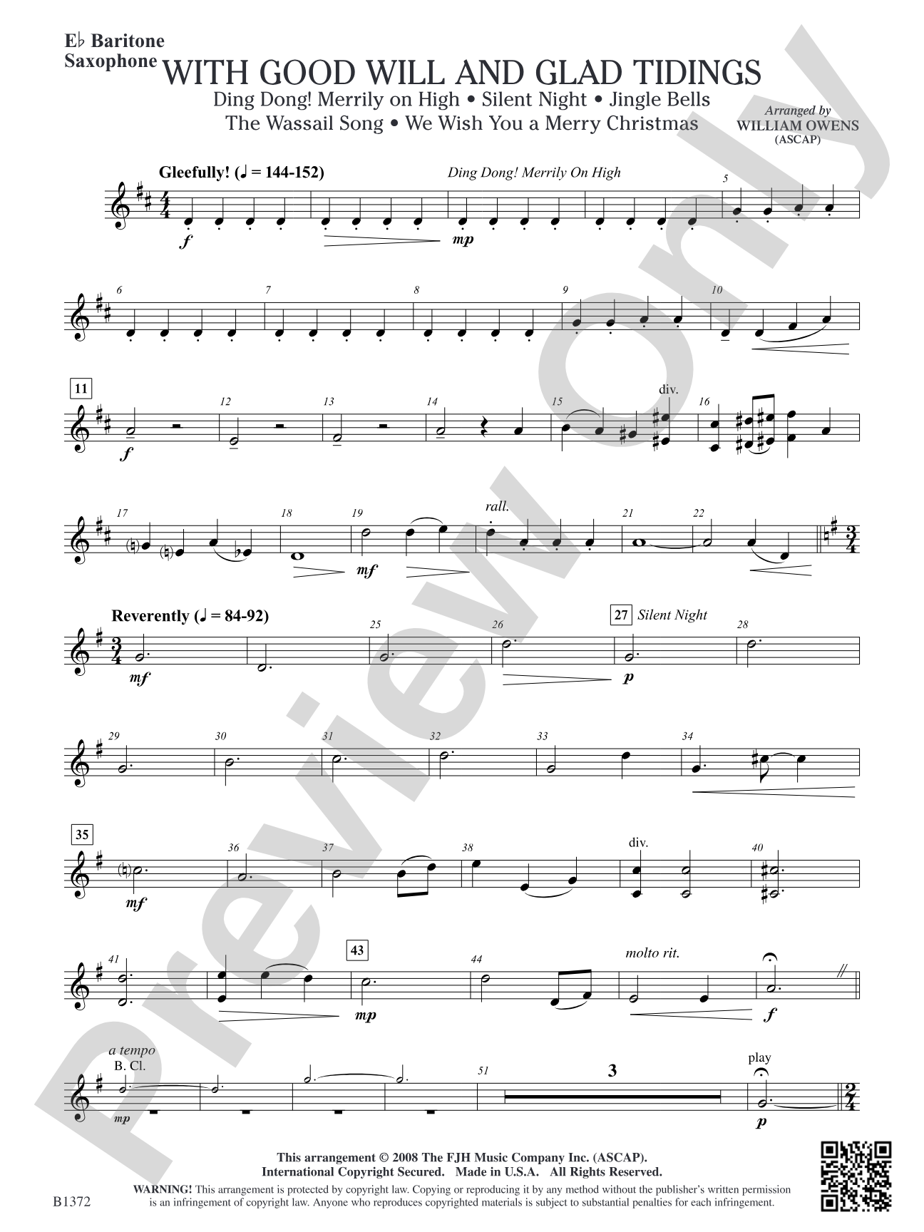 With Good Will and Glad Tidings: E-flat Baritone Saxophone