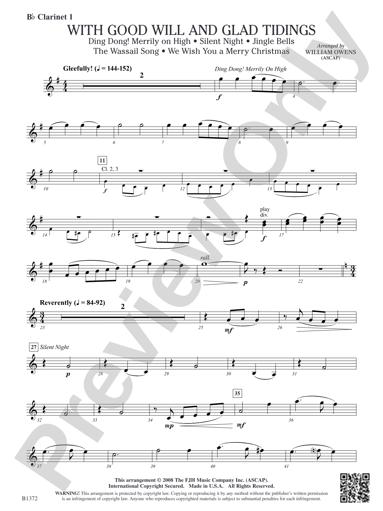 With Good Will and Glad Tidings: B-flat Clarinet 1