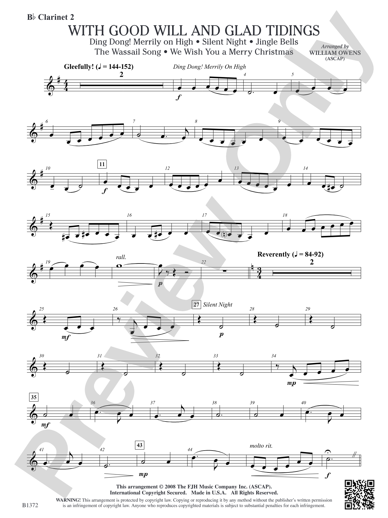 With Good Will and Glad Tidings: B-flat Clarinet 2