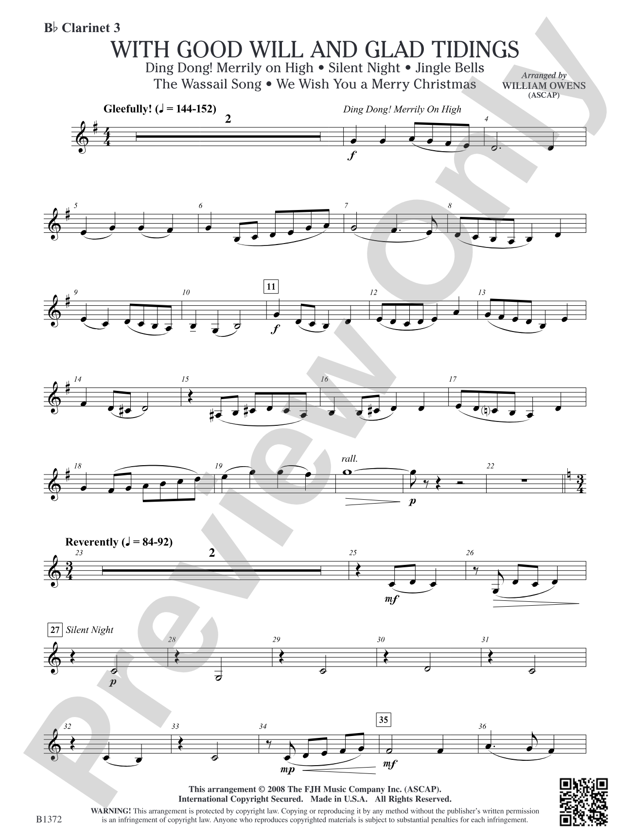 With Good Will and Glad Tidings: B-flat Clarinet 3