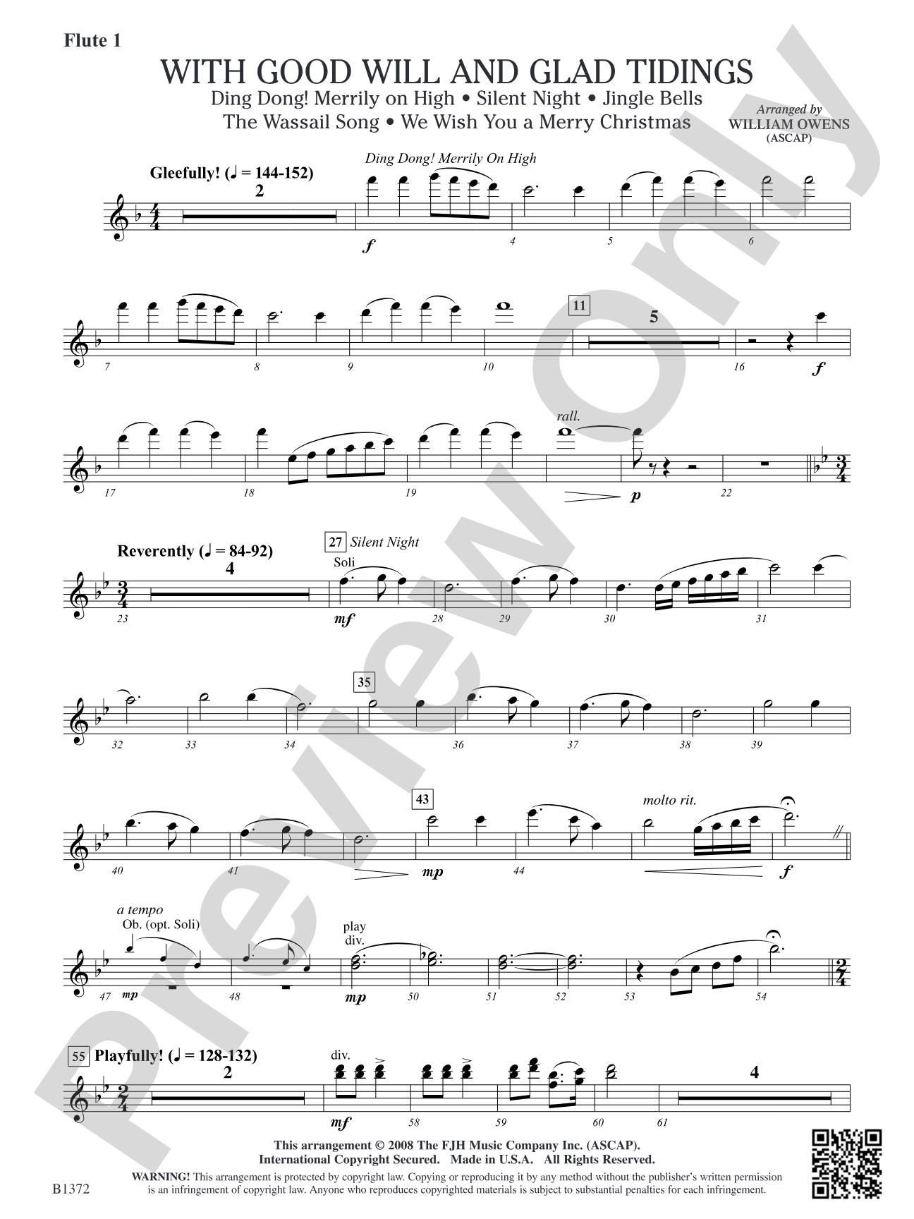 With Good Will and Glad Tidings: Flute 1