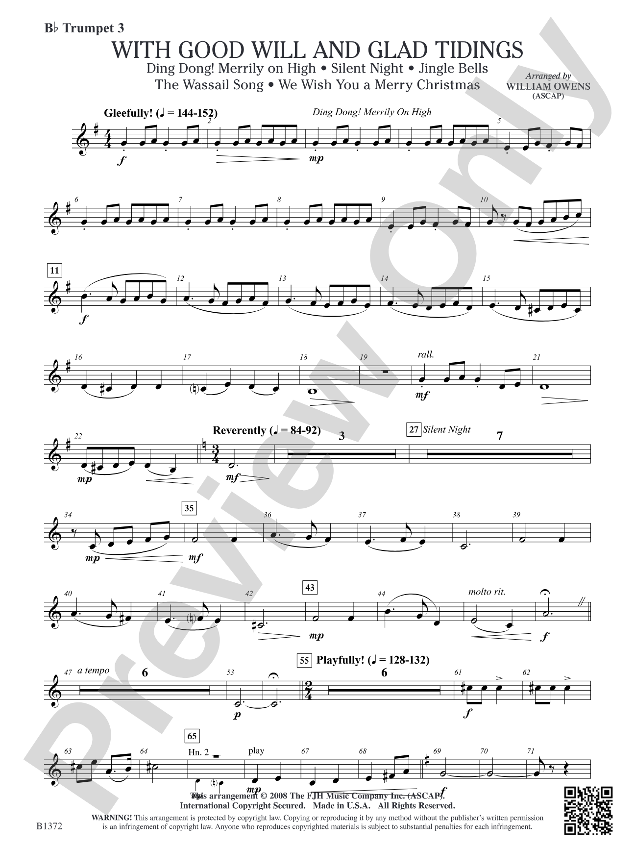 With Good Will and Glad Tidings: B-flat Trumpet 3