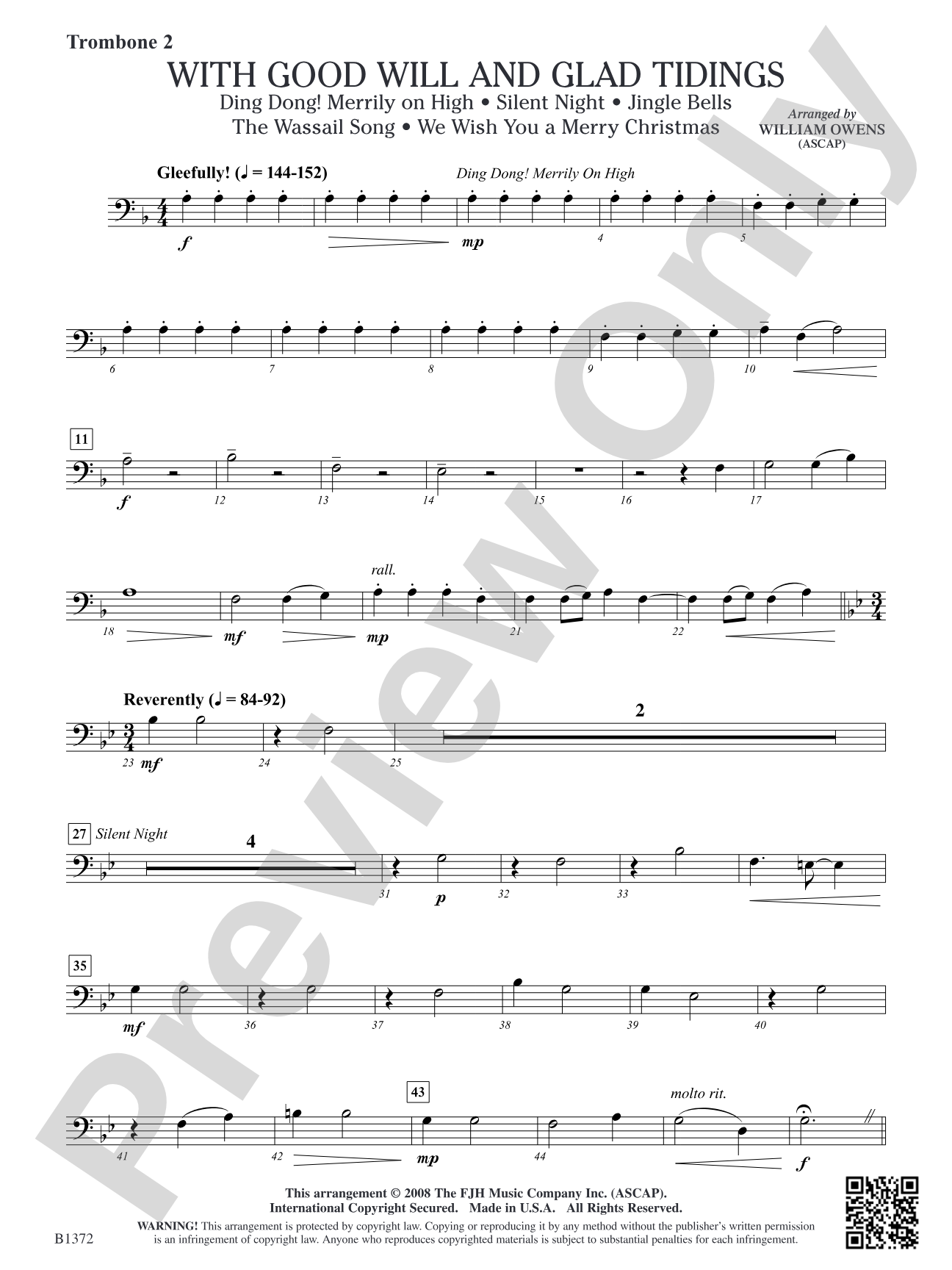 With Good Will and Glad Tidings: Trombone 2