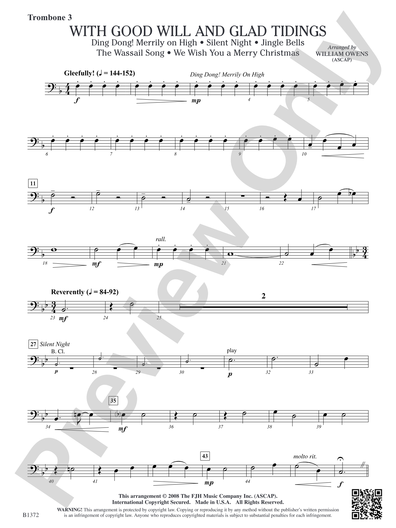 With Good Will and Glad Tidings: Trombone 3