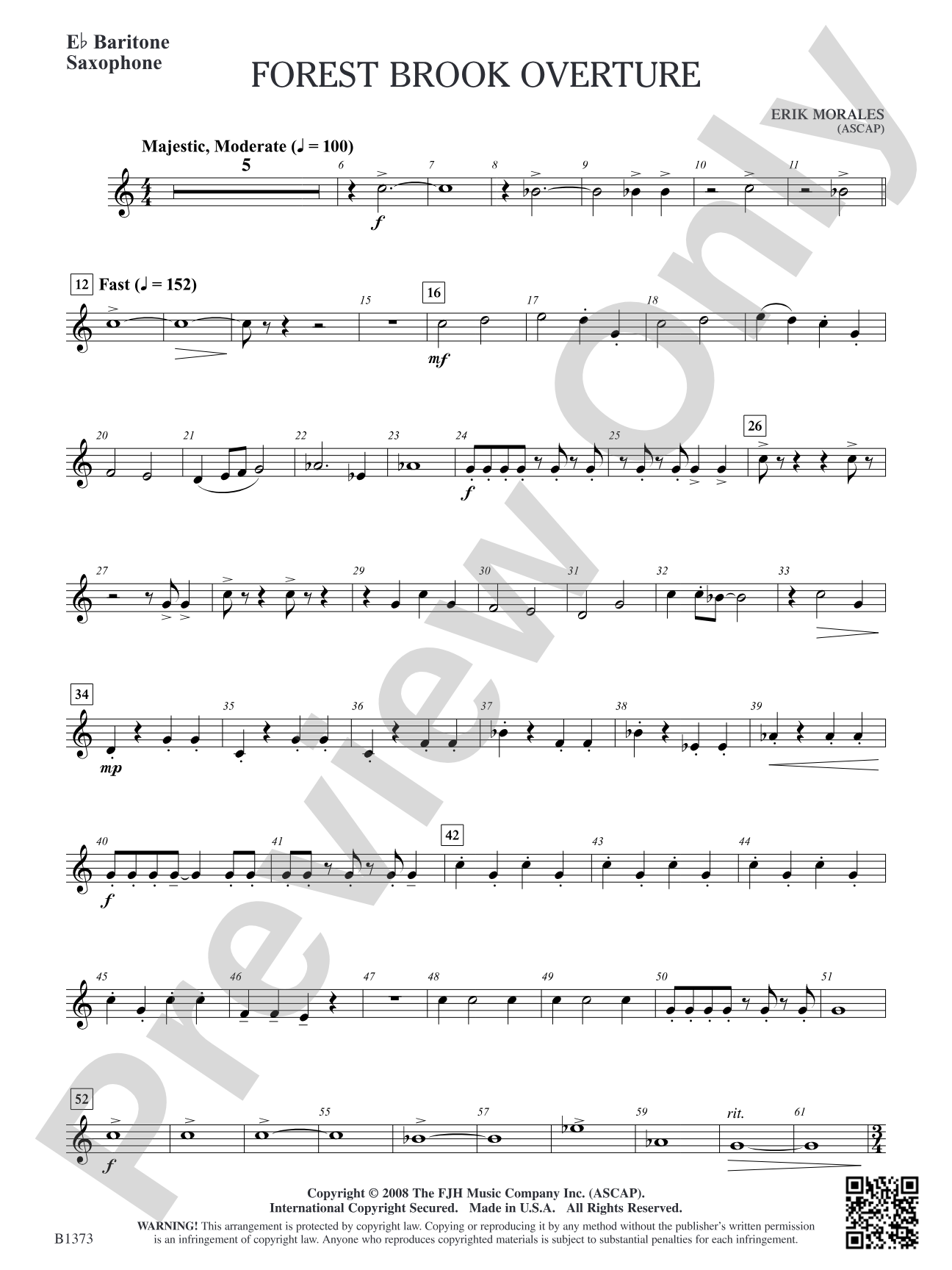 Forest Brook Overture: E-flat Baritone Saxophone