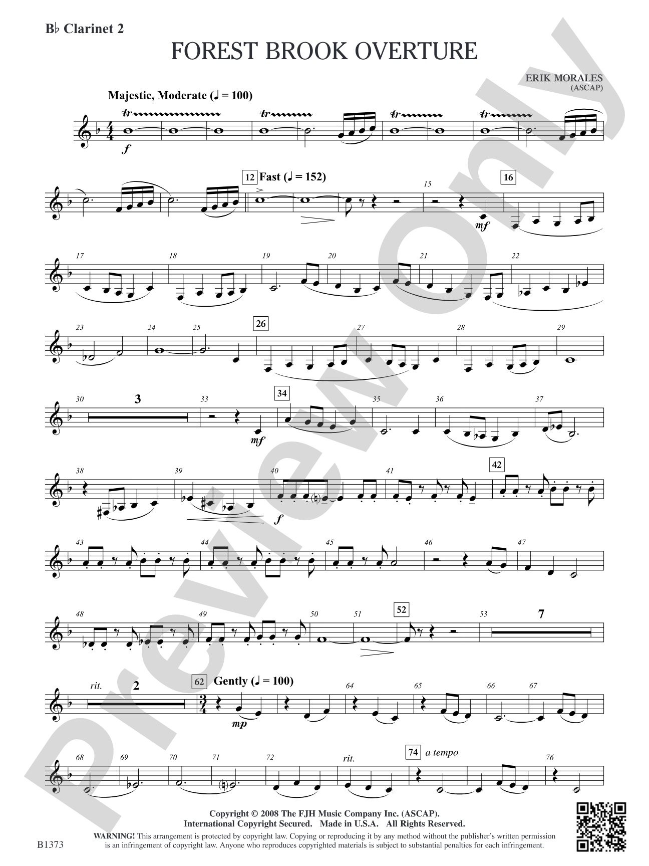 Forest Brook Overture: B-flat Clarinet 2