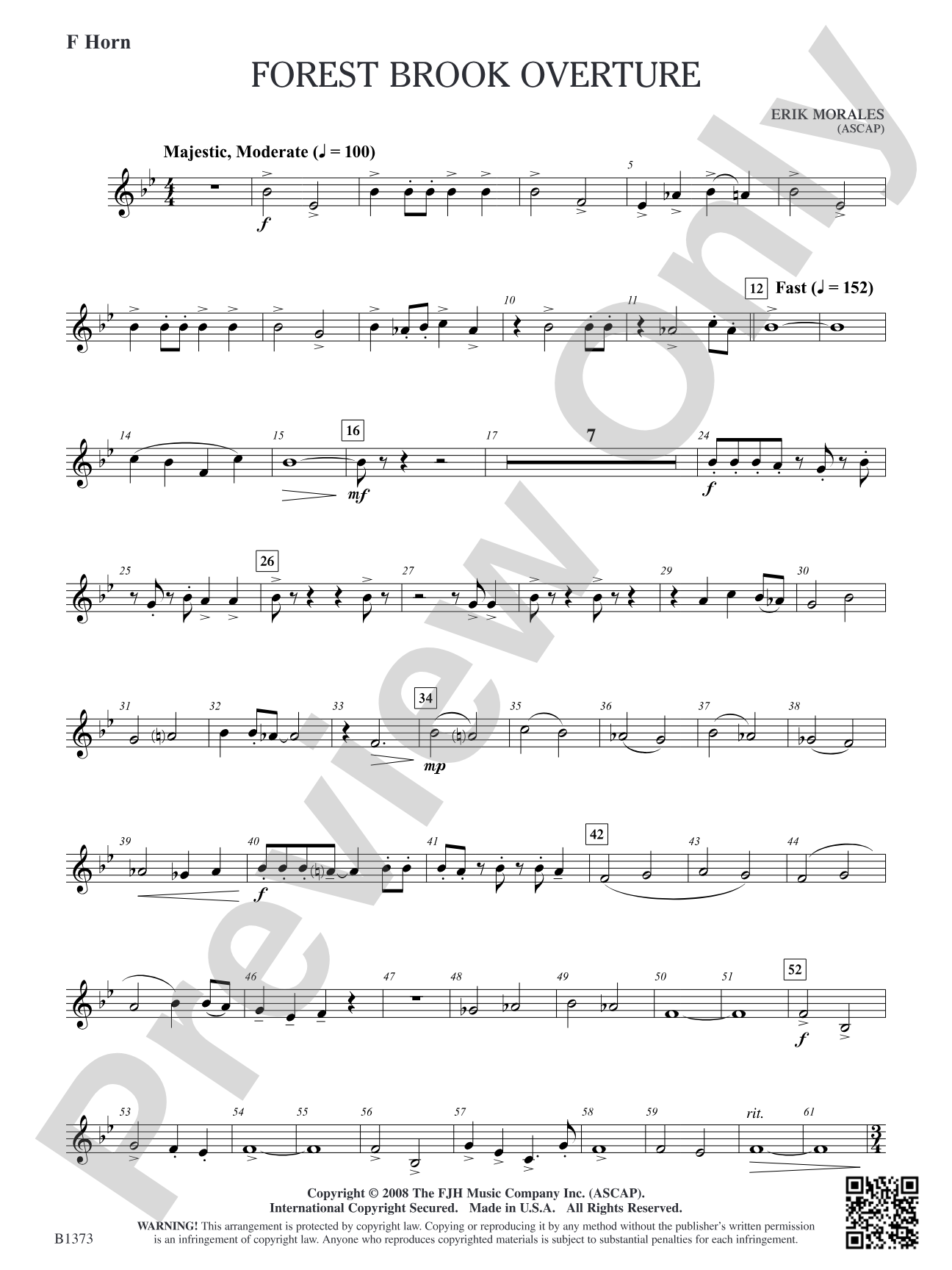 Forest Brook Overture: F Horn