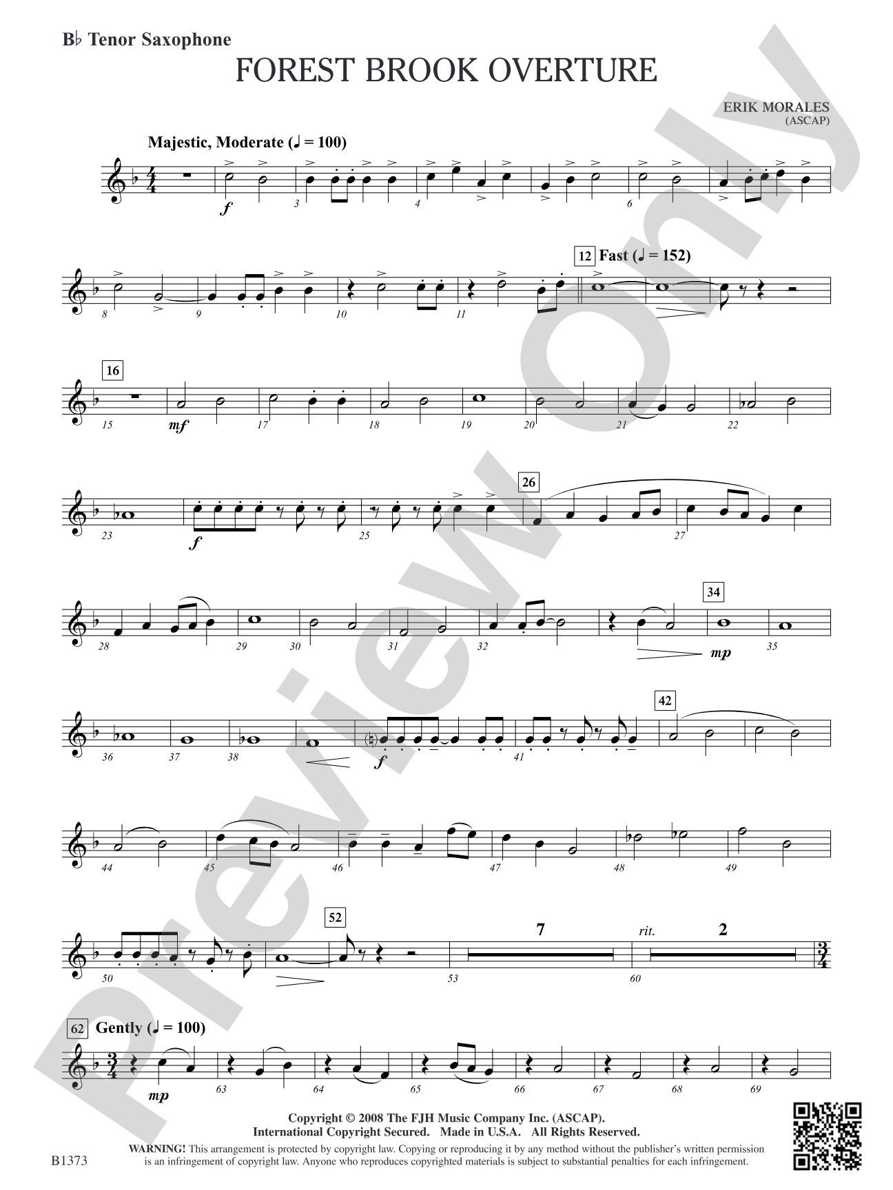 Forest Brook Overture: B-flat Tenor Saxophone