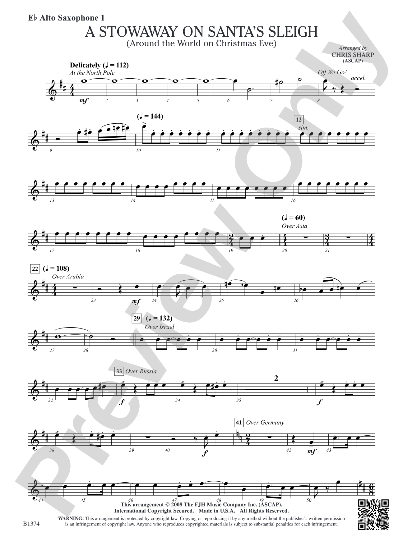 A Stowaway on Santa's Sleigh (Around the World on Christmas Eve): E-flat Alto Saxophone 1