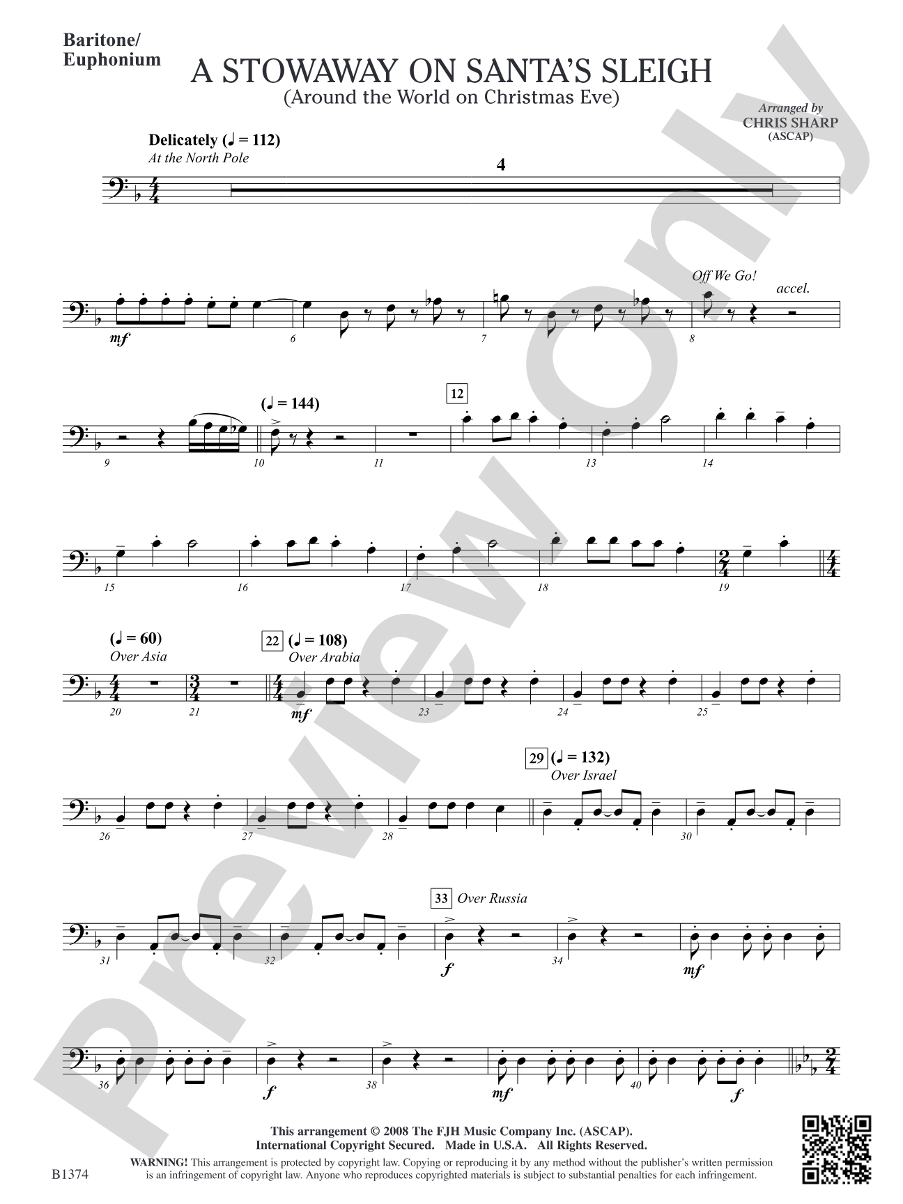A Stowaway on Santa's Sleigh (Around the World on Christmas Eve): Baritone/Euphonium