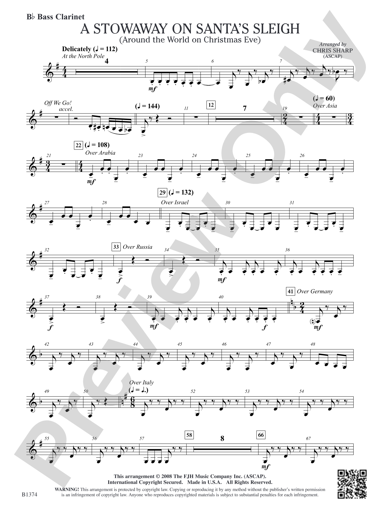 A Stowaway on Santa's Sleigh (Around the World on Christmas Eve): B-flat Bass Clarinet