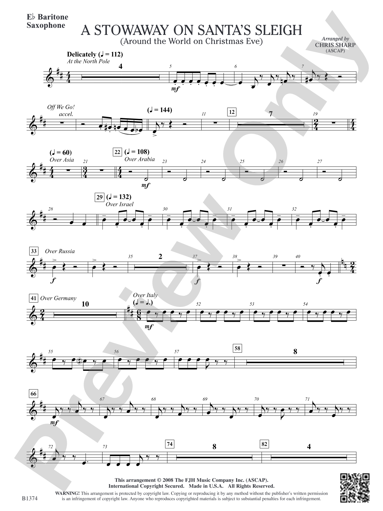 A Stowaway on Santa's Sleigh (Around the World on Christmas Eve): E-flat Baritone Saxophone