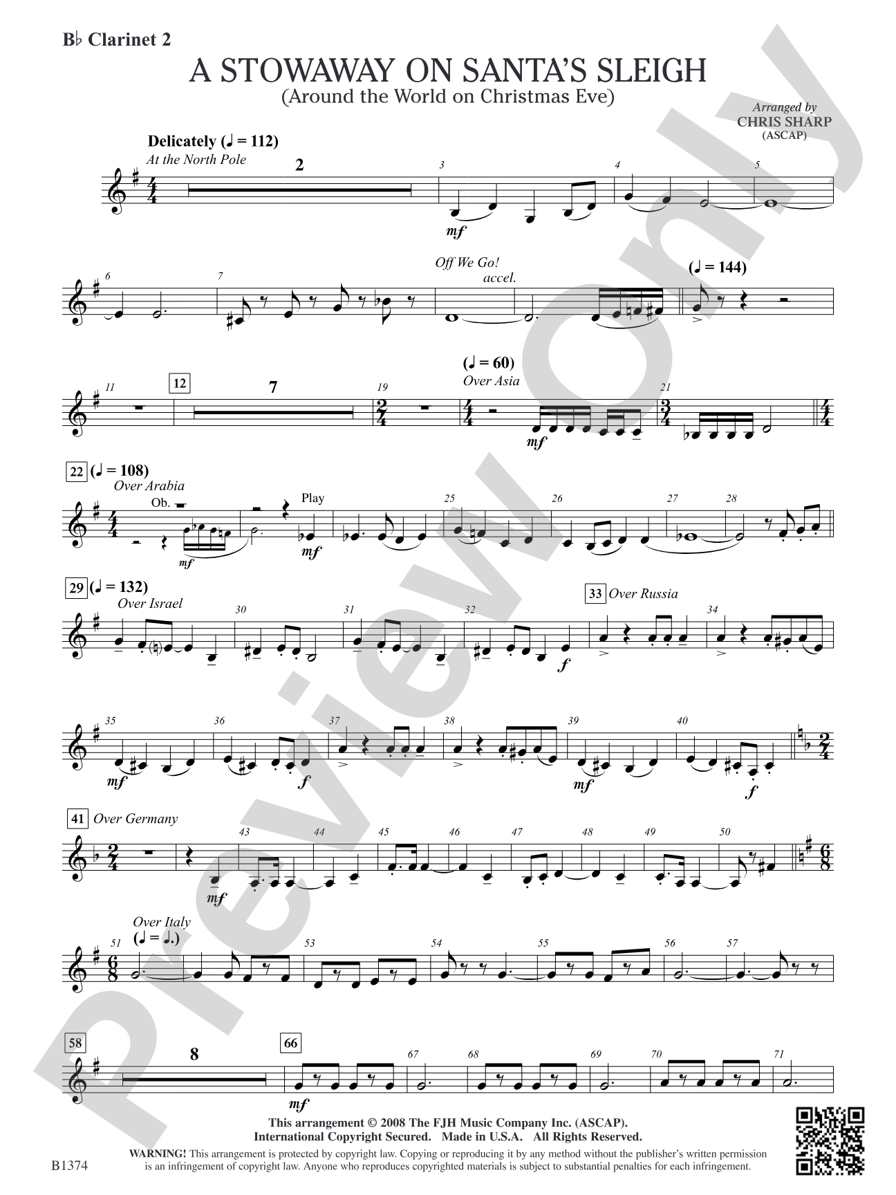 A Stowaway on Santa's Sleigh (Around the World on Christmas Eve): B-flat Clarinet 2