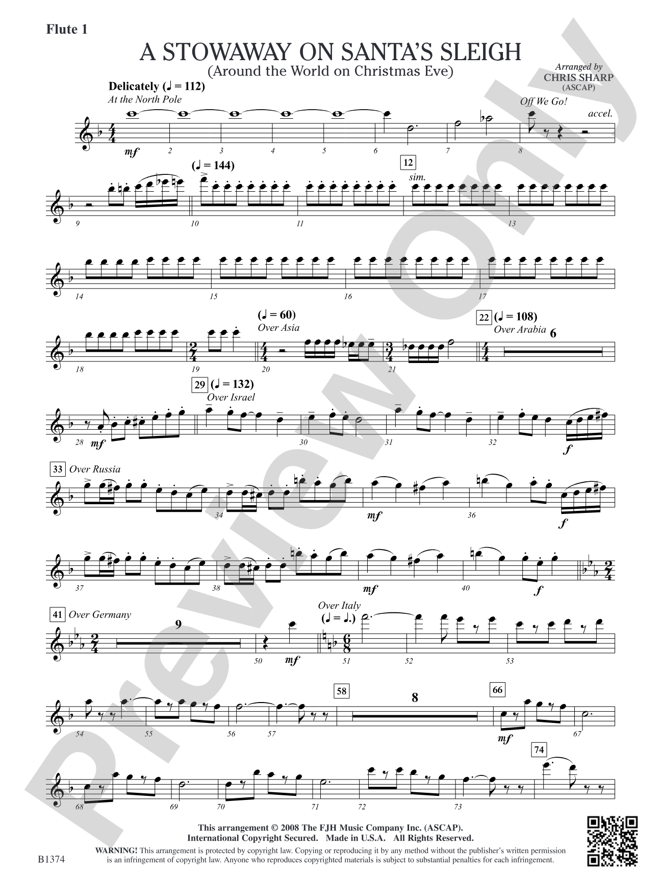 A Stowaway on Santa's Sleigh (Around the World on Christmas Eve): Flute 1