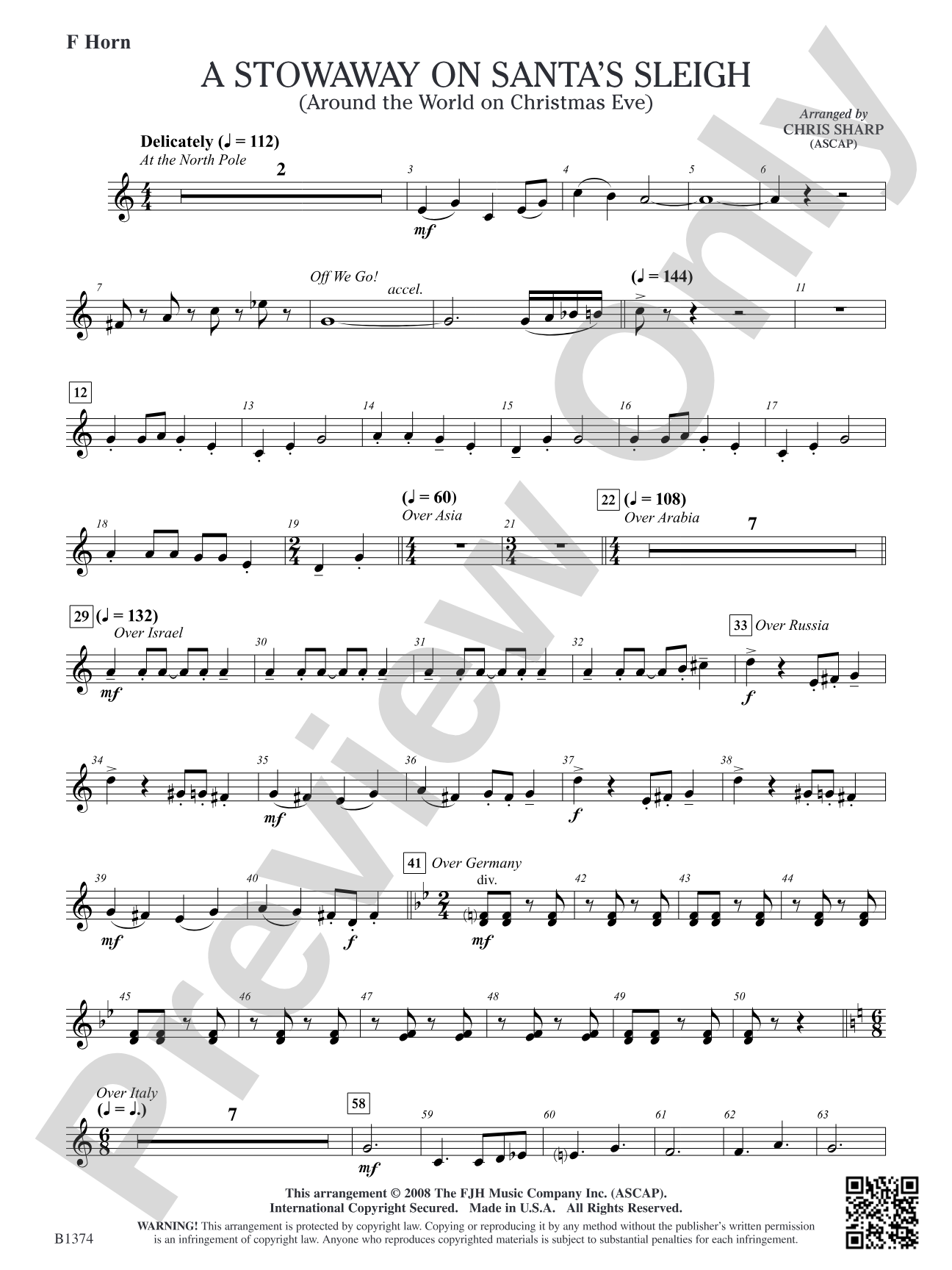 A Stowaway on Santa's Sleigh (Around the World on Christmas Eve): F Horn