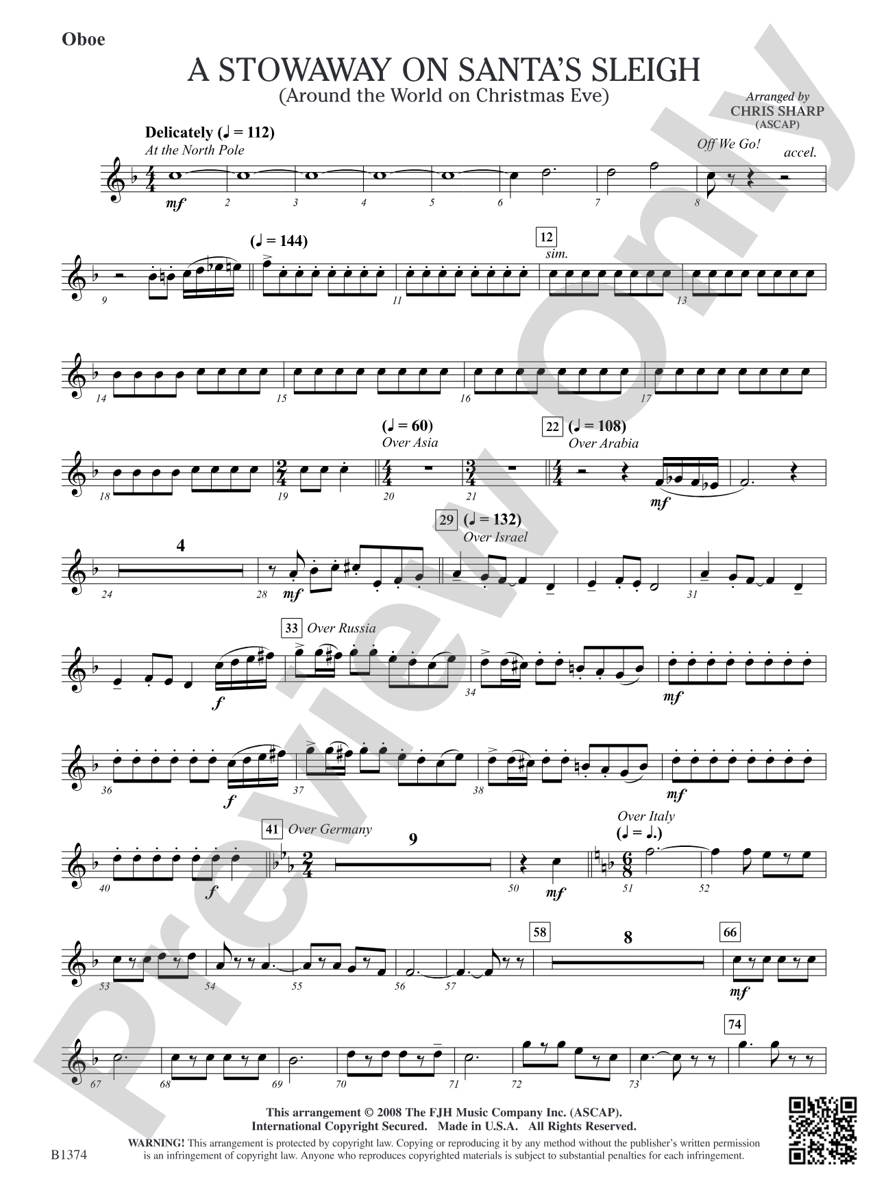 A Stowaway on Santa's Sleigh (Around the World on Christmas Eve): Oboe