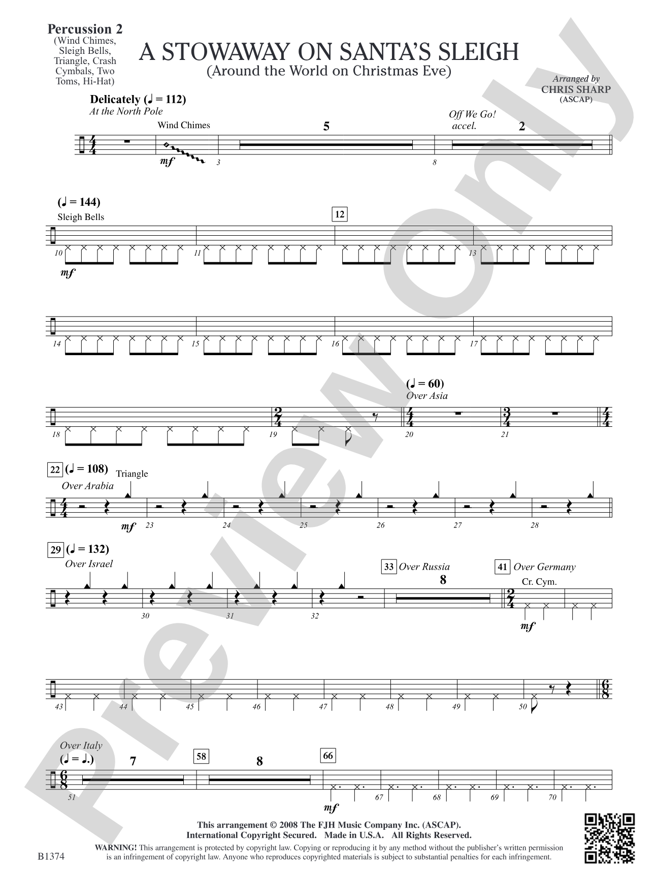 A Stowaway on Santa's Sleigh (Around the World on Christmas Eve): Percussion 2