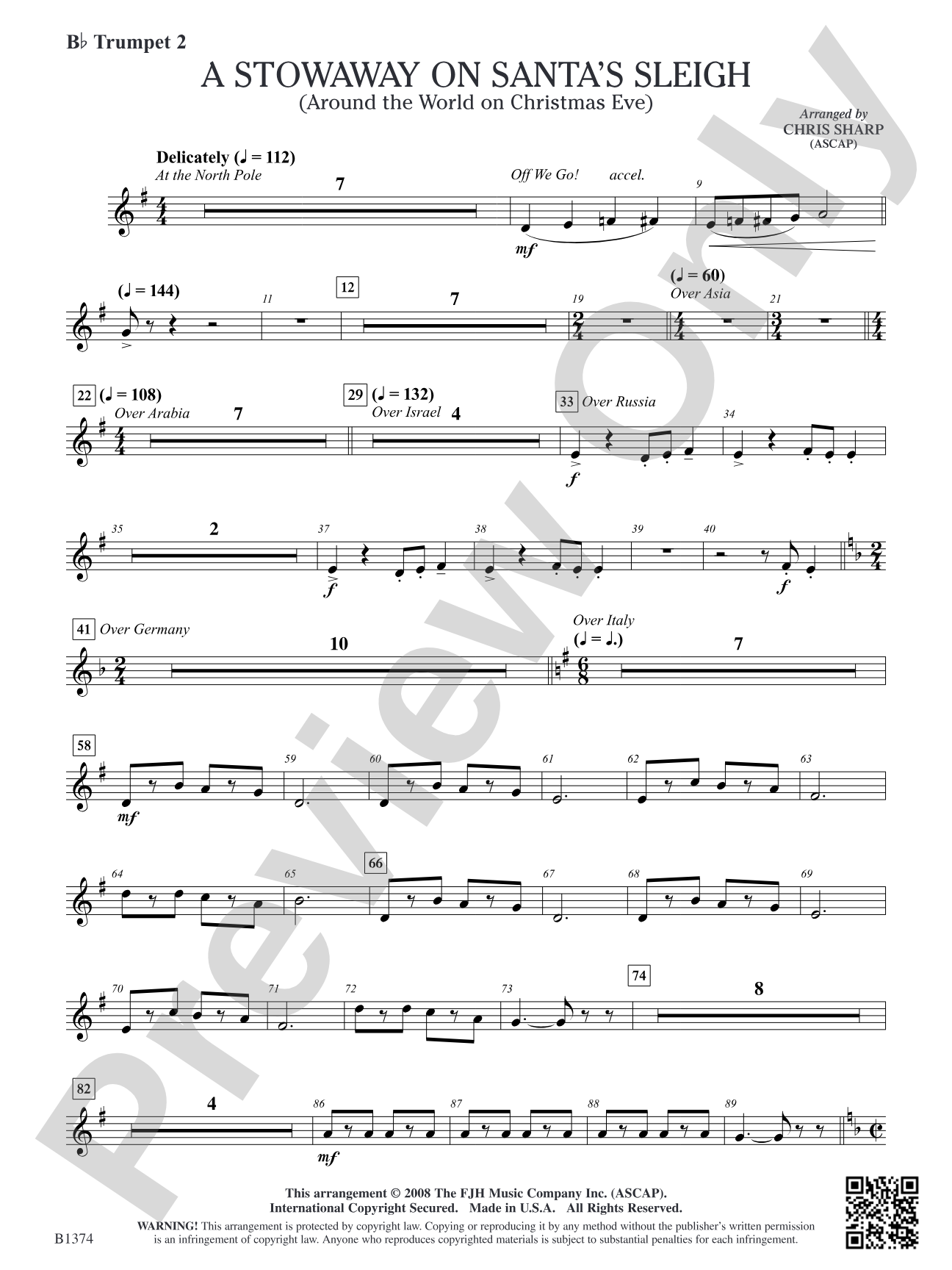 A Stowaway on Santa's Sleigh (Around the World on Christmas Eve): B-flat Trumpet 2
