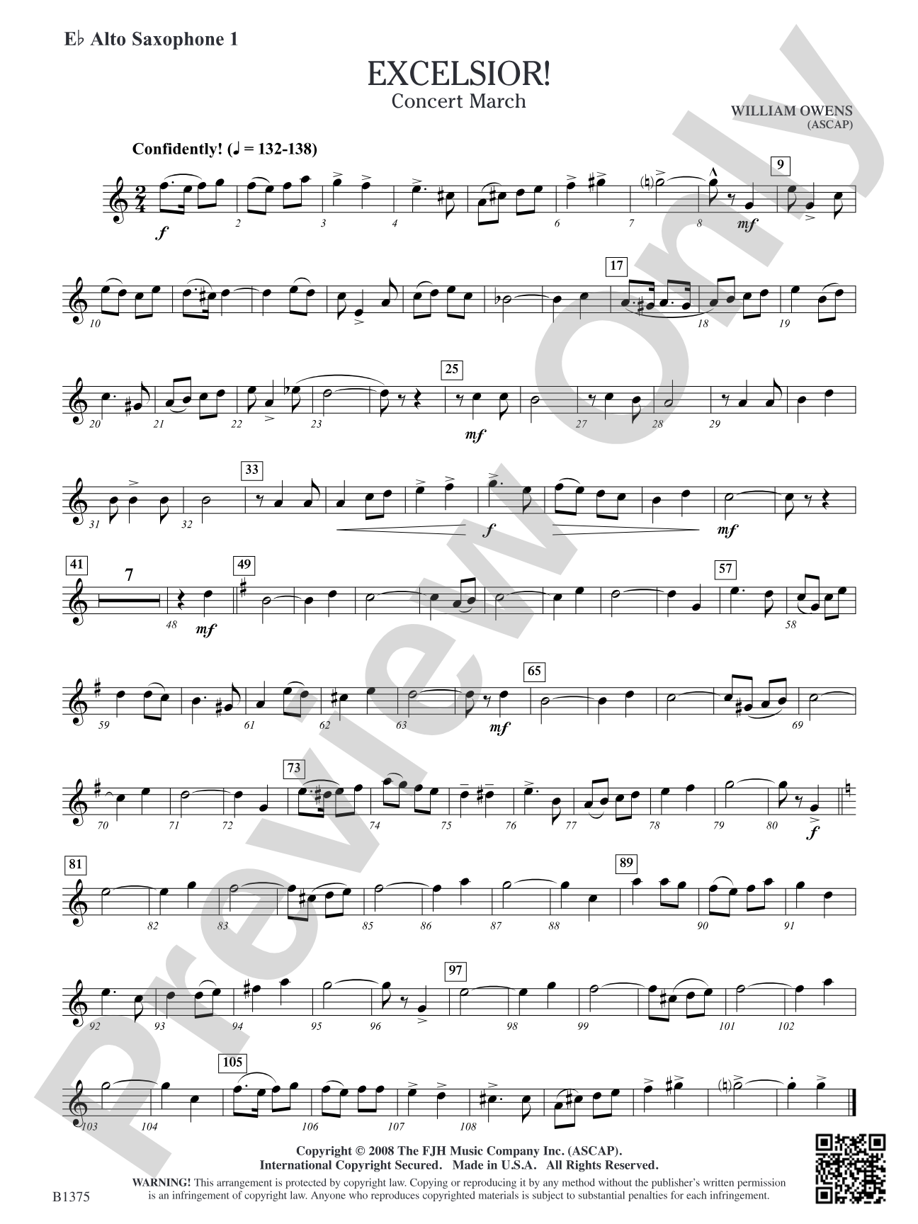 Excelsior! (Concert March): E-flat Alto Saxophone 1