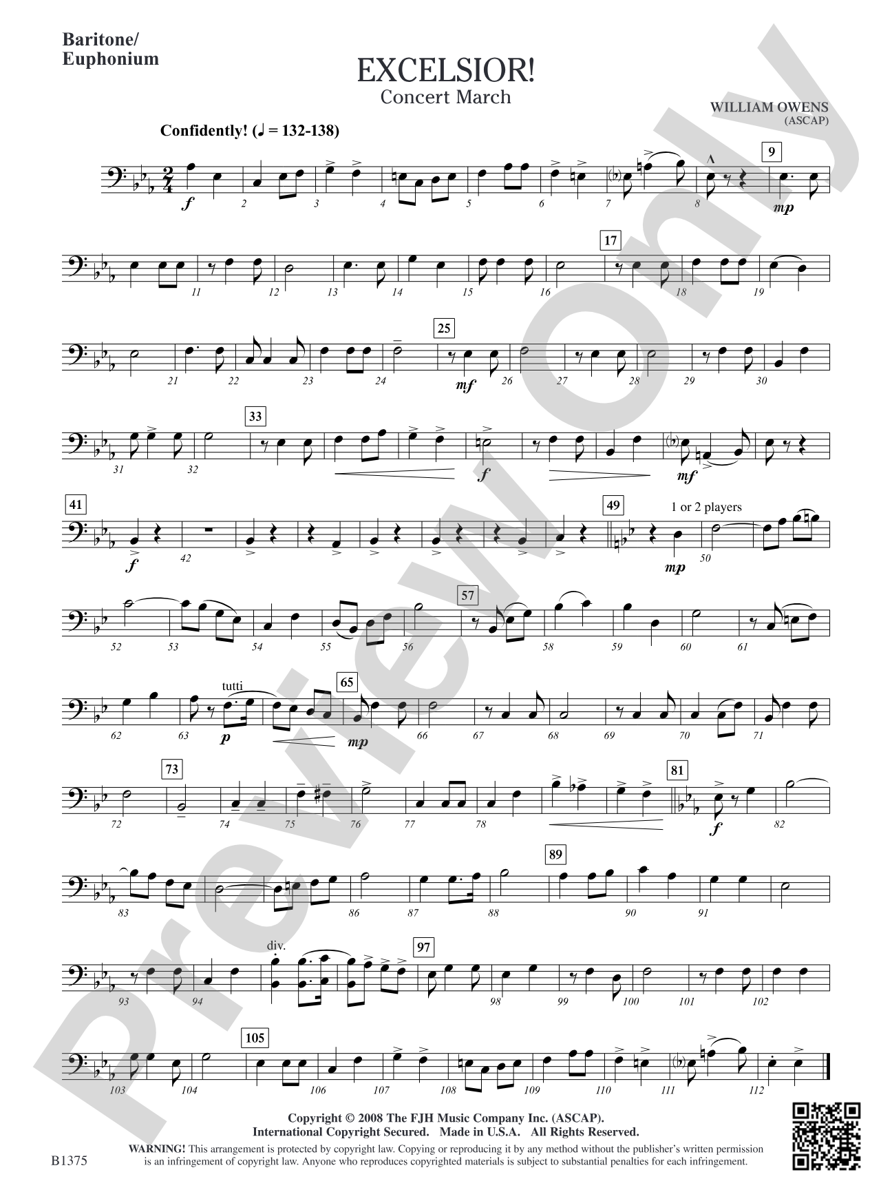 Excelsior! (Concert March): Baritone/Euphonium