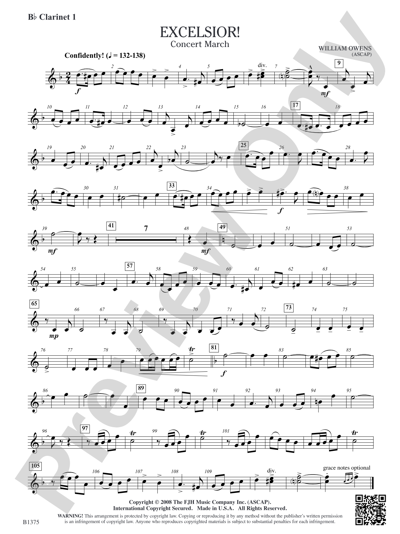 Excelsior! (Concert March): B-flat Clarinet 1