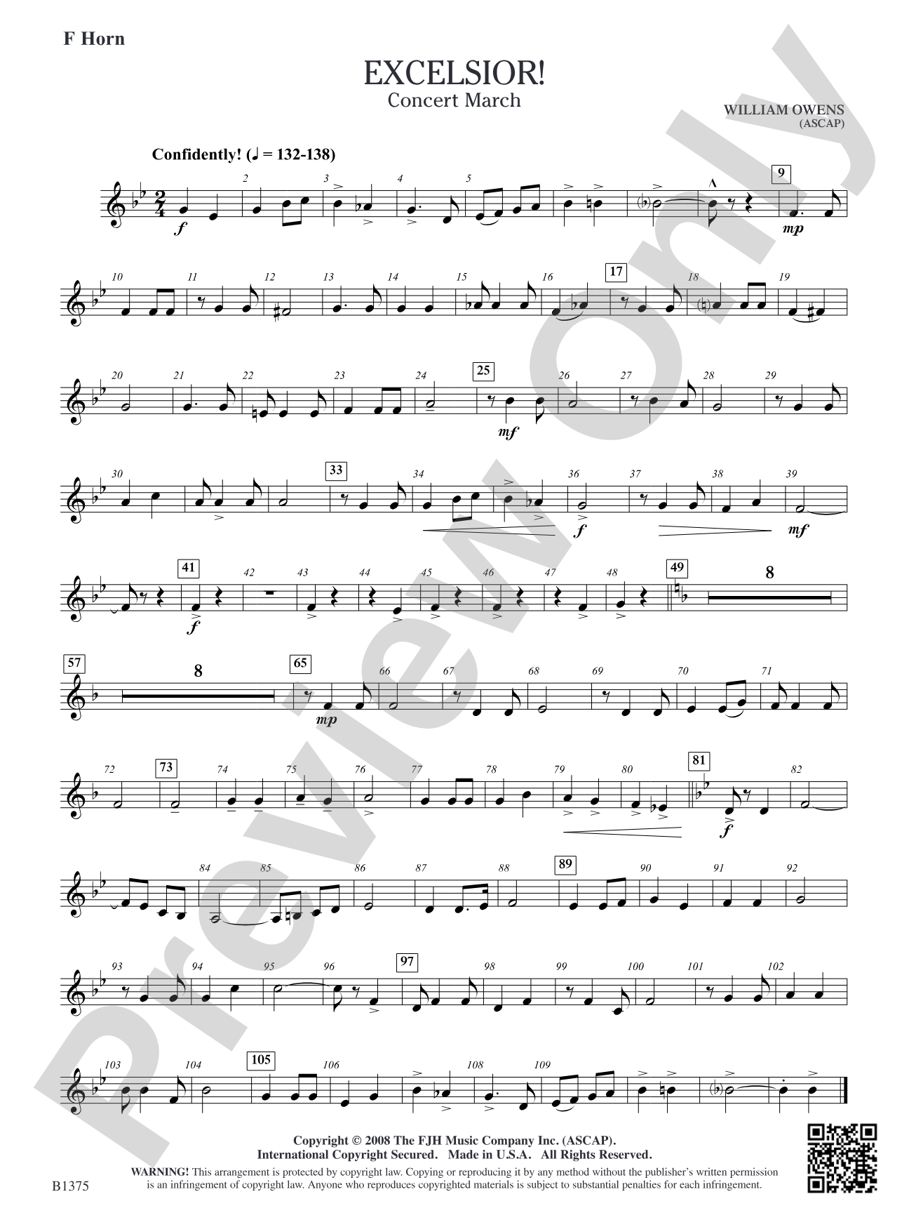 Excelsior! (Concert March): F Horn