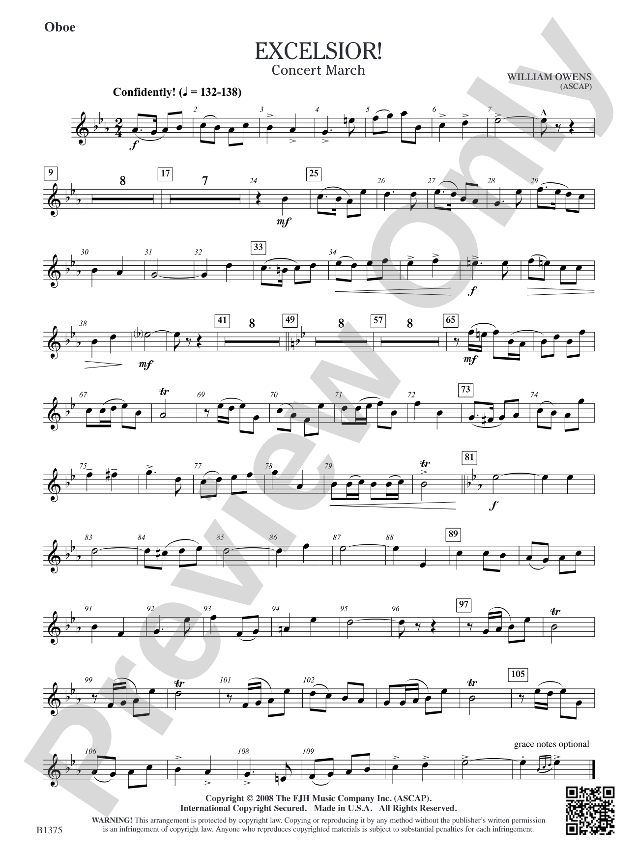 Excelsior! (Concert March): Oboe