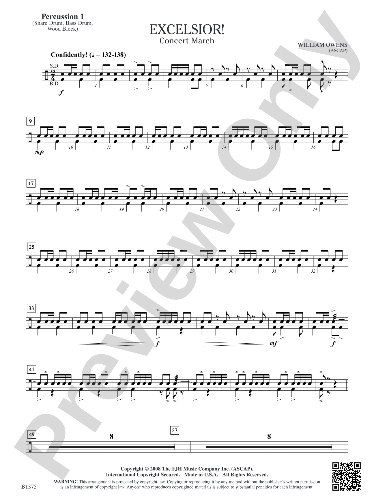 Excelsior! (Concert March): Percussion 1