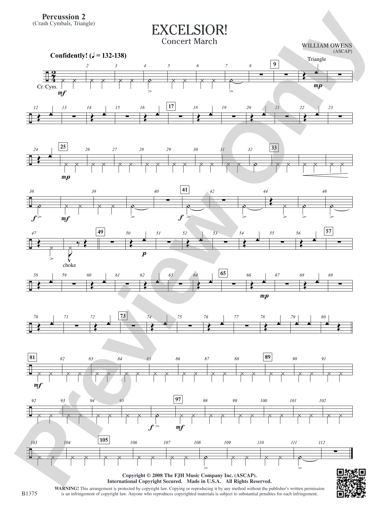 Excelsior! (Concert March): Percussion 2