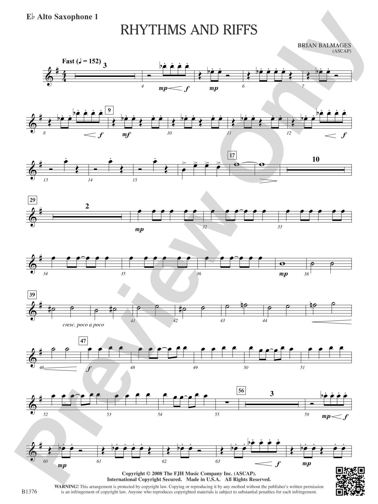 Rhythms and Riffs: E-flat Alto Saxophone 1