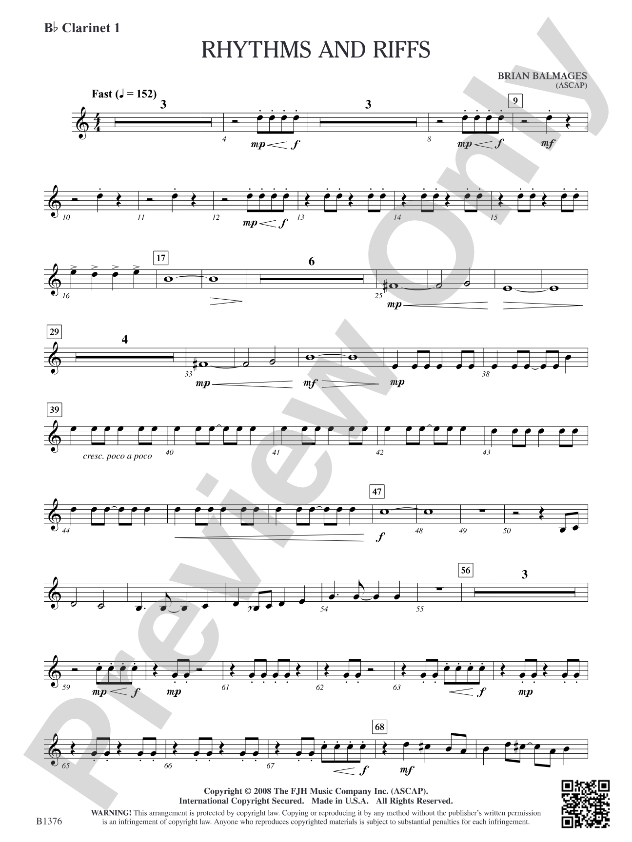 Rhythms and Riffs: B-flat Clarinet 1