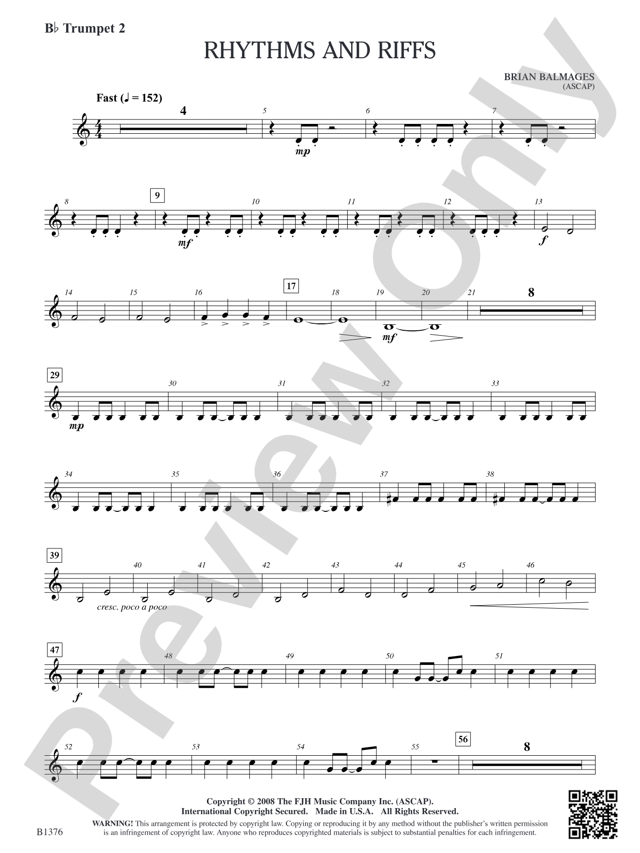Rhythms and Riffs: B-flat Trumpet 2