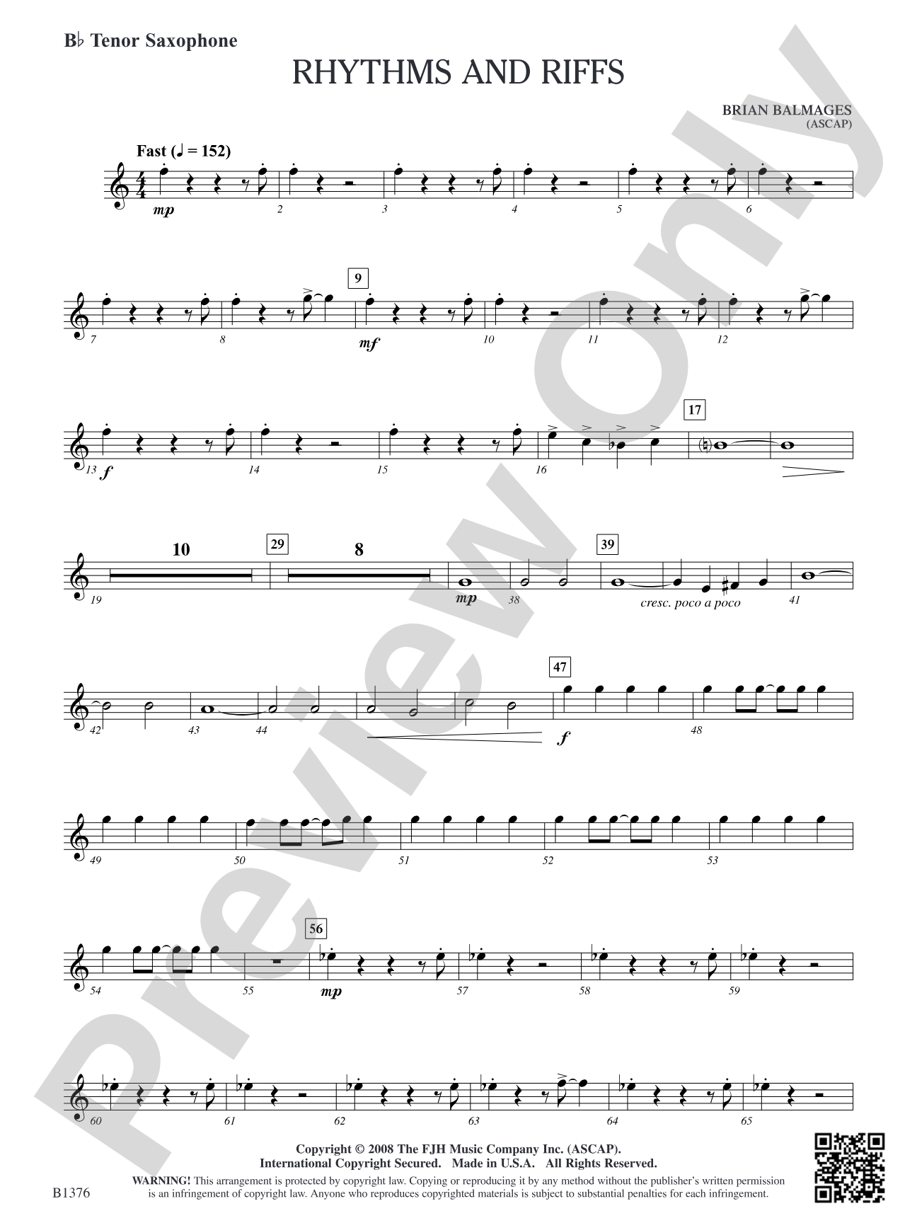 Rhythms and Riffs: B-flat Tenor Saxophone