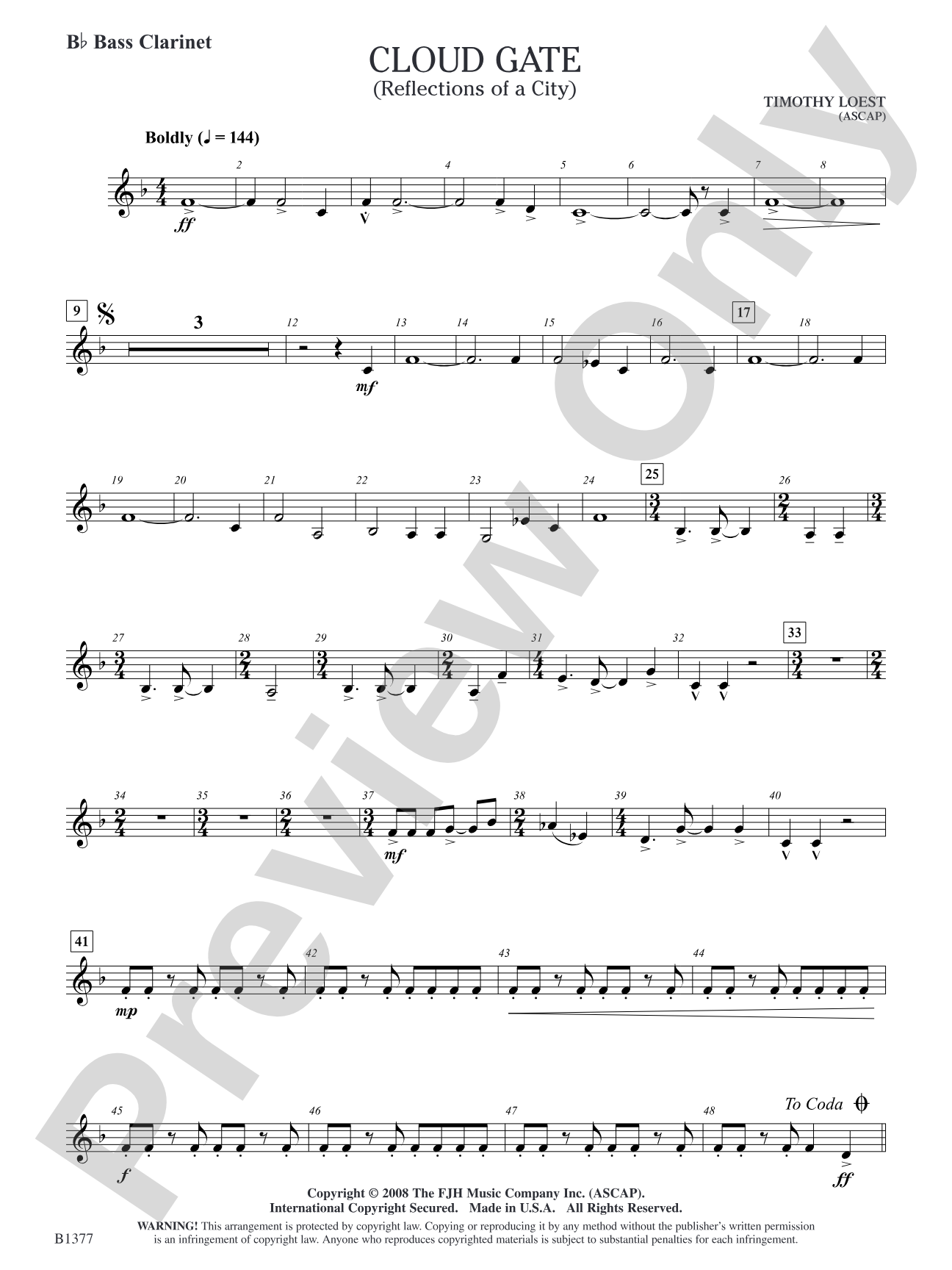 Cloud Gate (Reflections of a City): B-flat Bass Clarinet