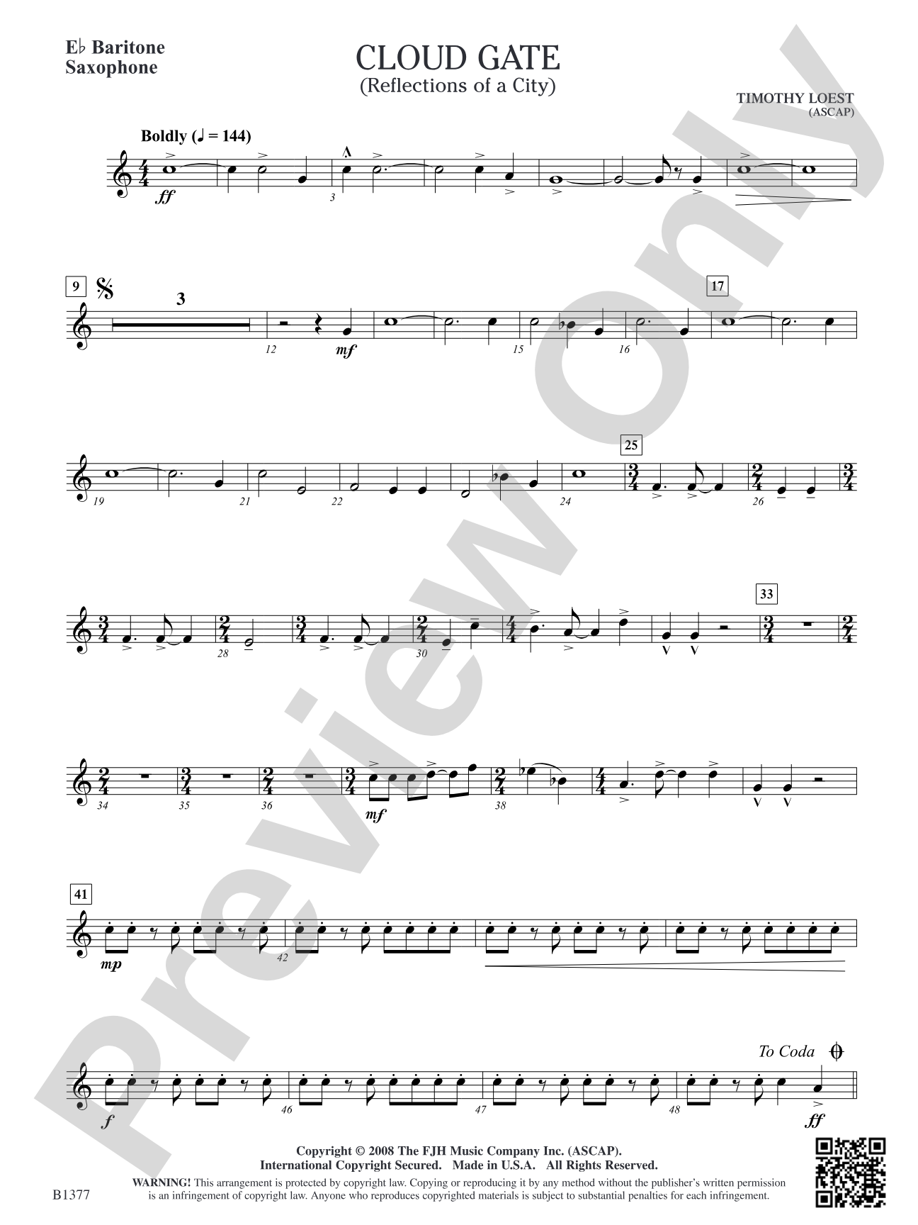 Cloud Gate (Reflections of a City): E-flat Baritone Saxophone