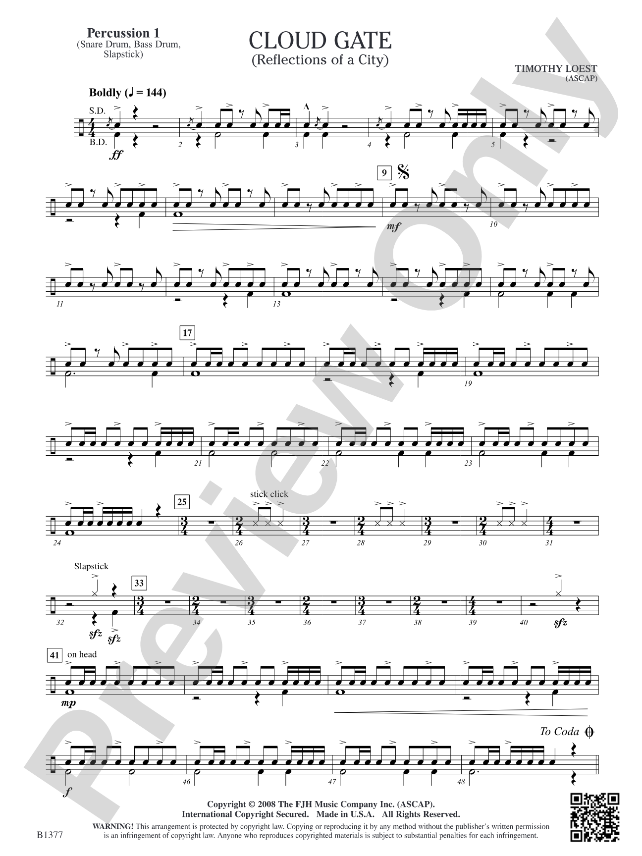 Cloud Gate (Reflections of a City): Percussion 1