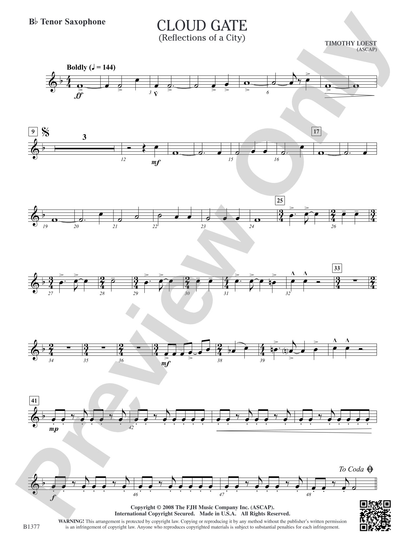 Cloud Gate (Reflections of a City): B-flat Tenor Saxophone