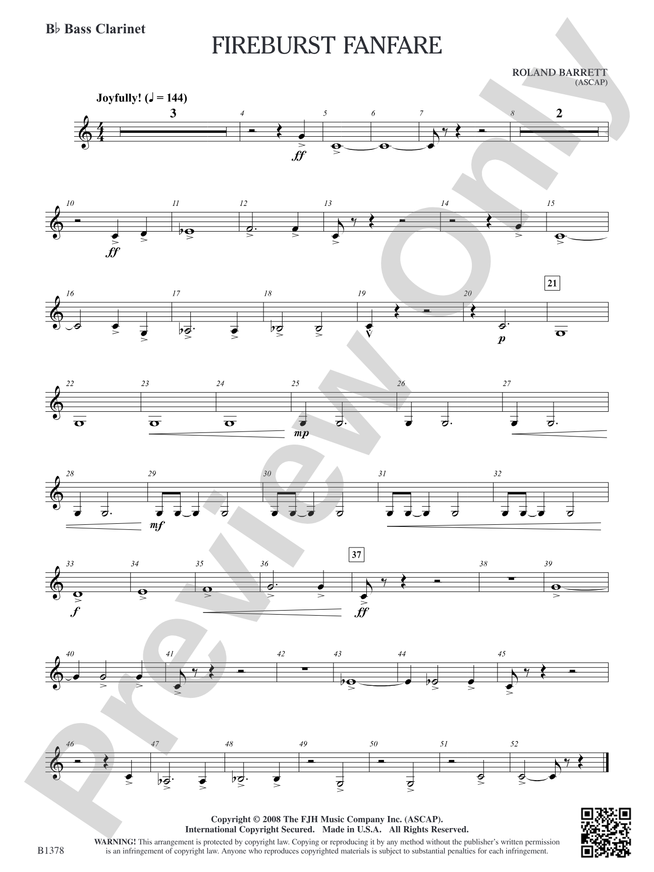 Fireburst Fanfare: B-flat Bass Clarinet