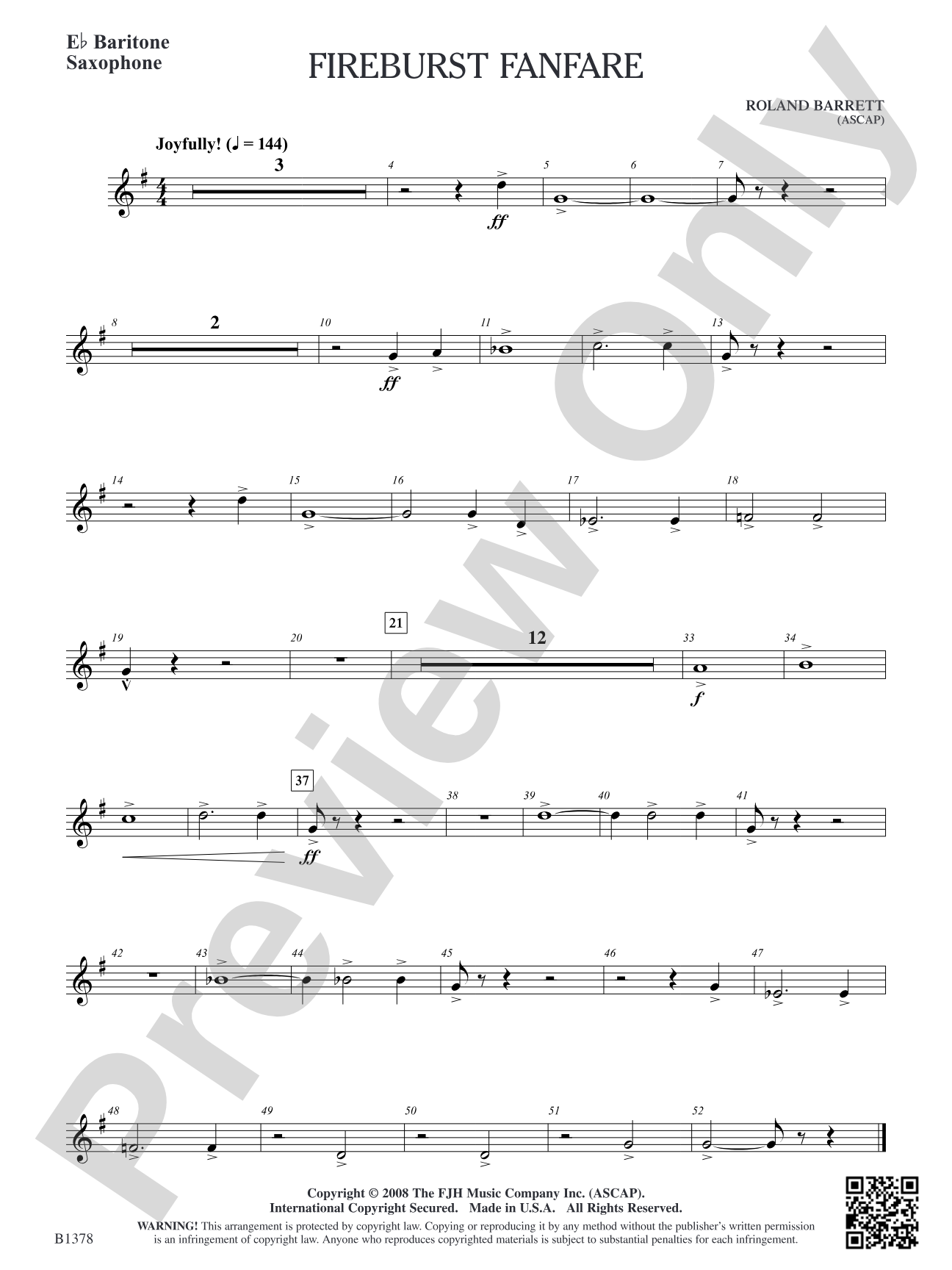 Fireburst Fanfare: E-flat Baritone Saxophone