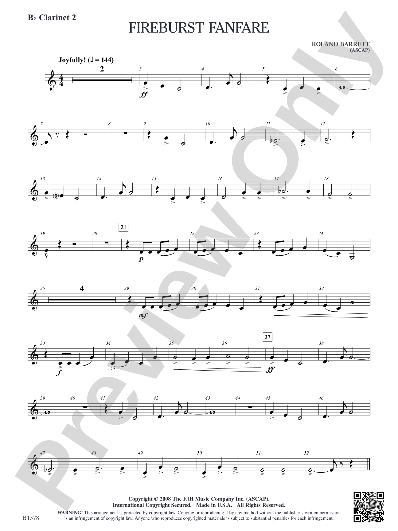Fireburst Fanfare: B-flat Clarinet 2