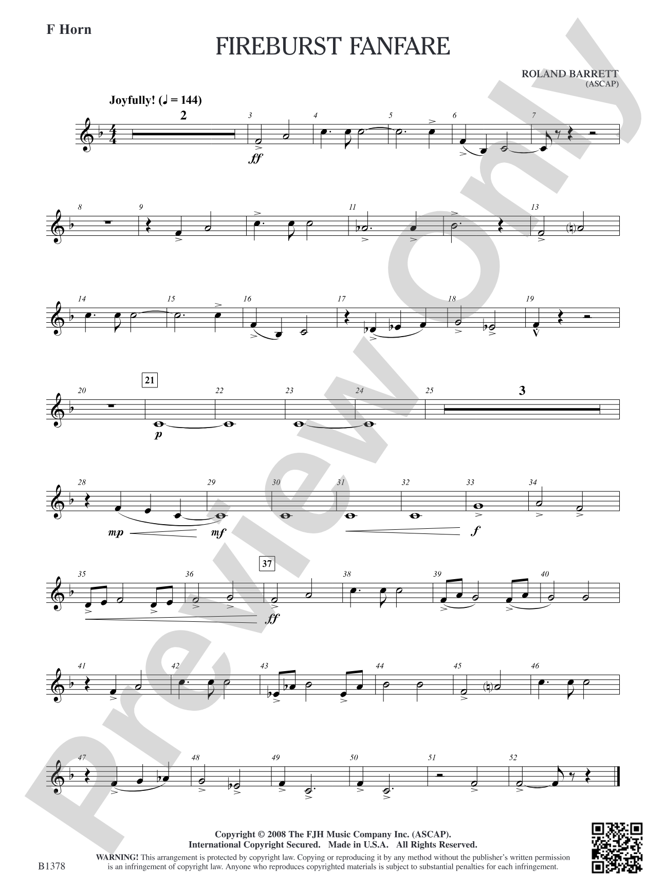 Fireburst Fanfare: F Horn