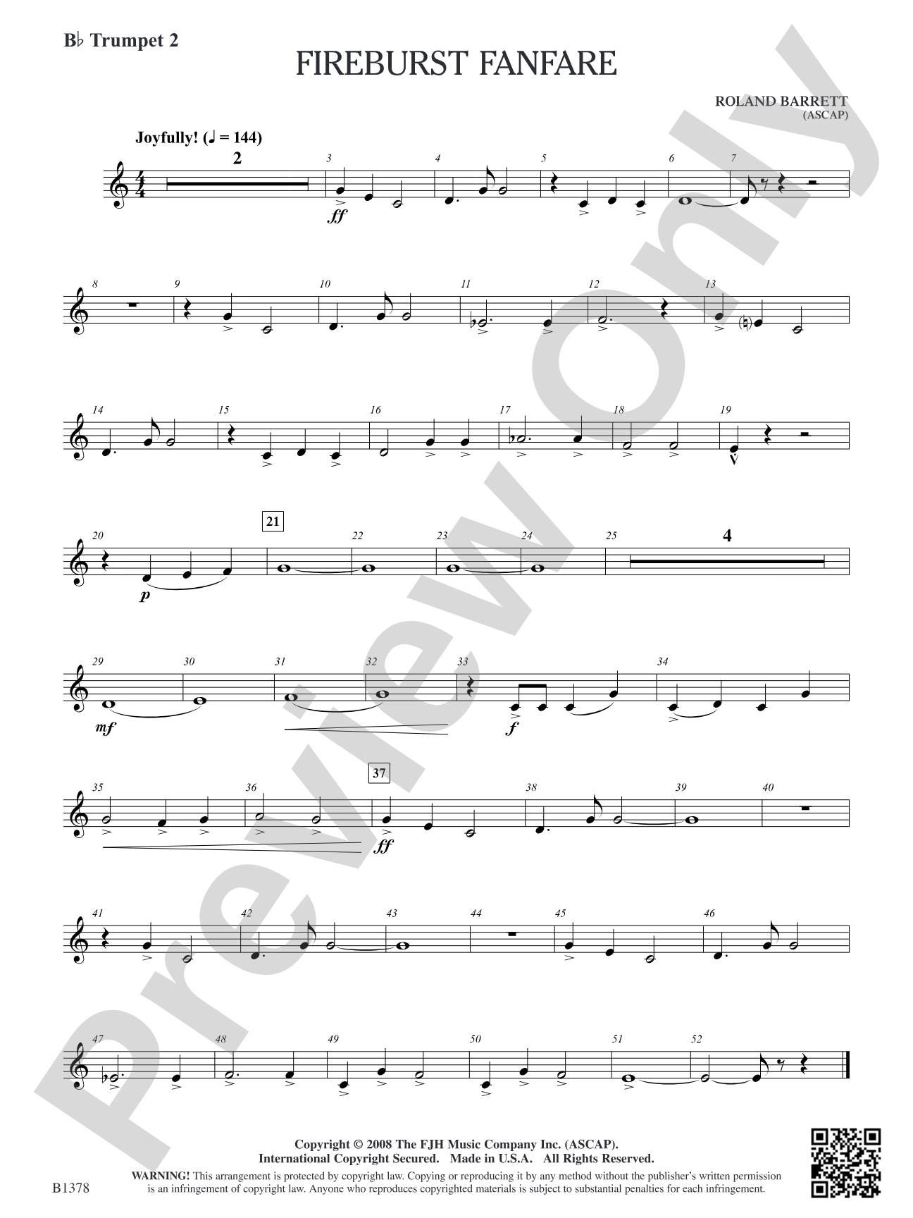 Fireburst Fanfare: B-flat Trumpet 2