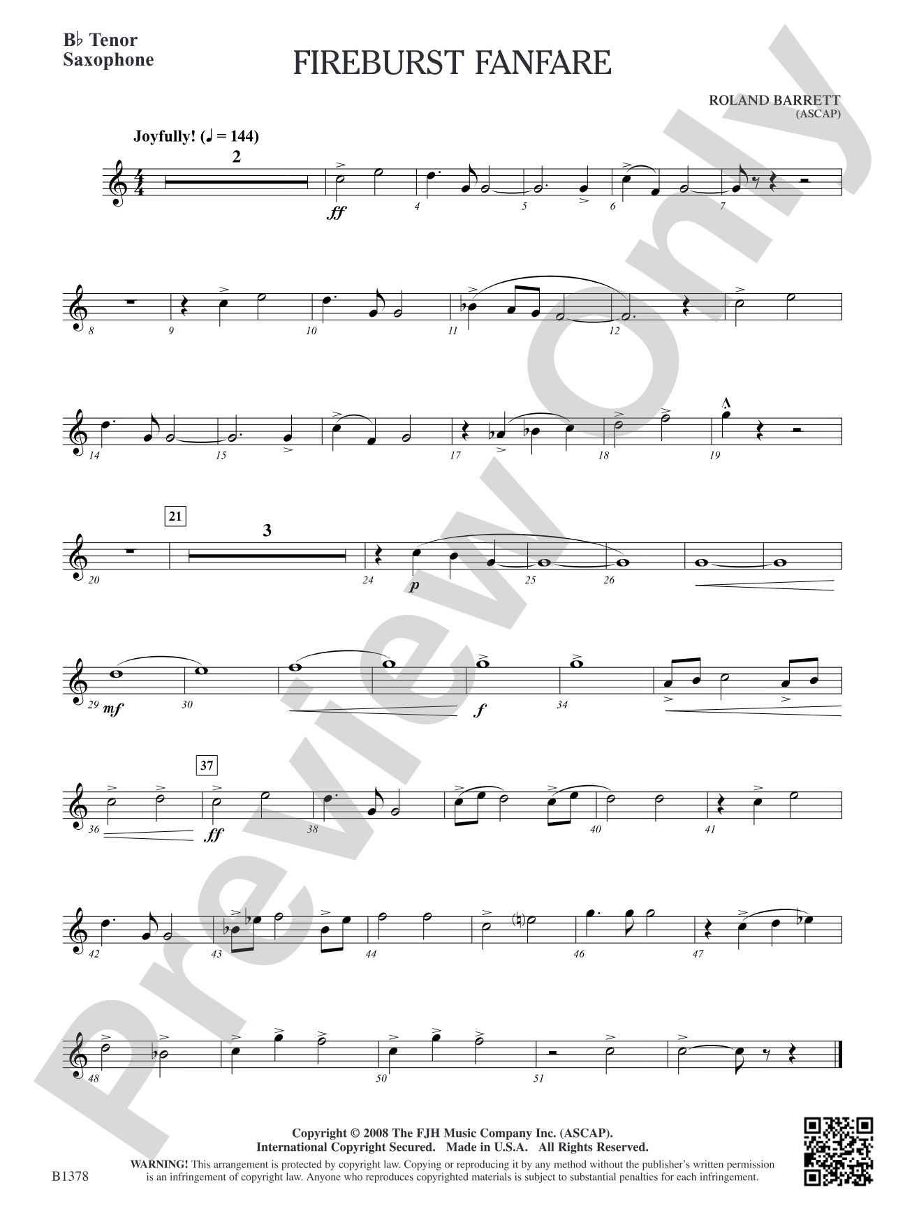 Fireburst Fanfare: B-flat Tenor Saxophone