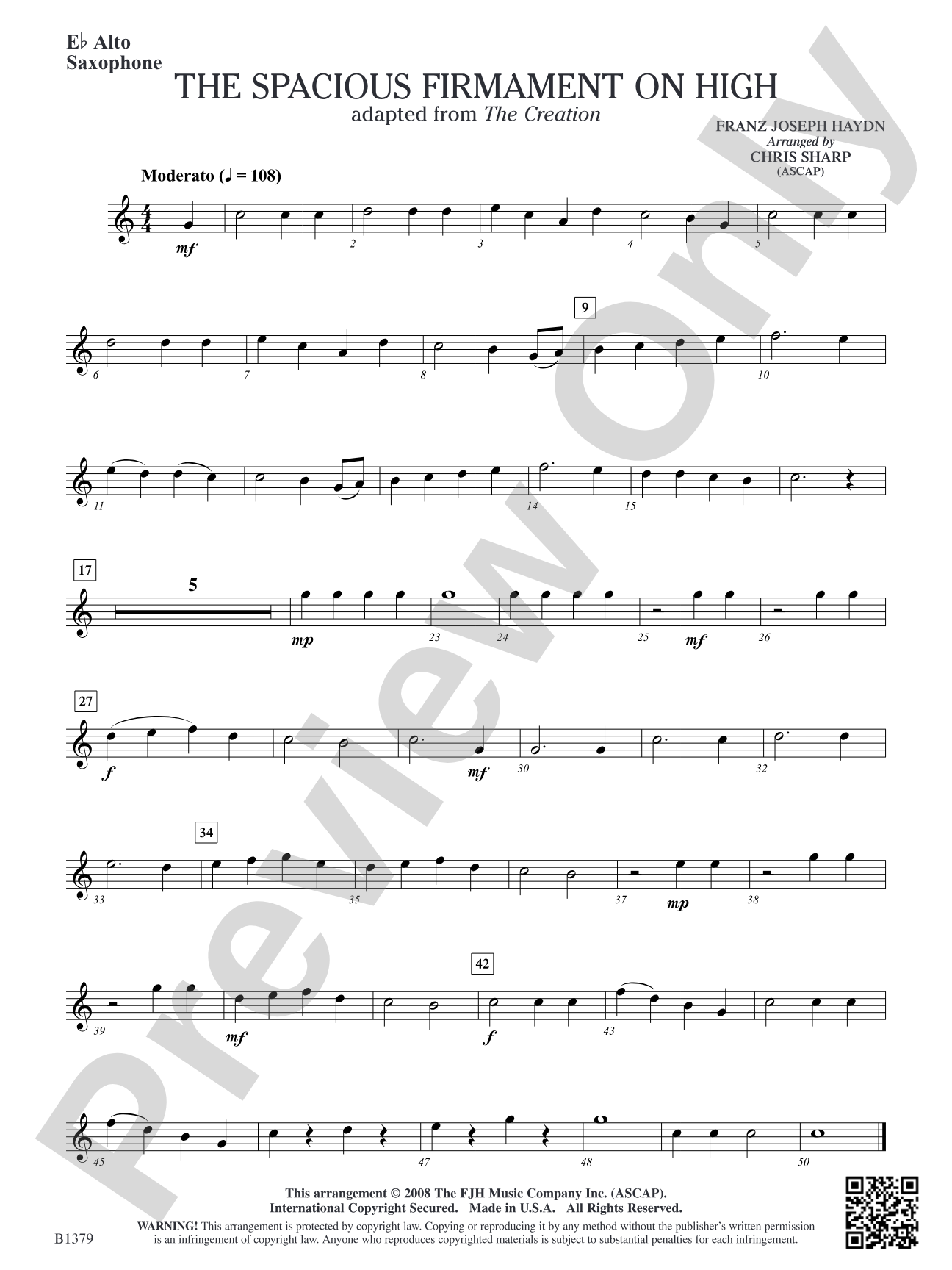 The Spacious Firmament on High (Adapted from The Creation): E-flat Alto Saxophone