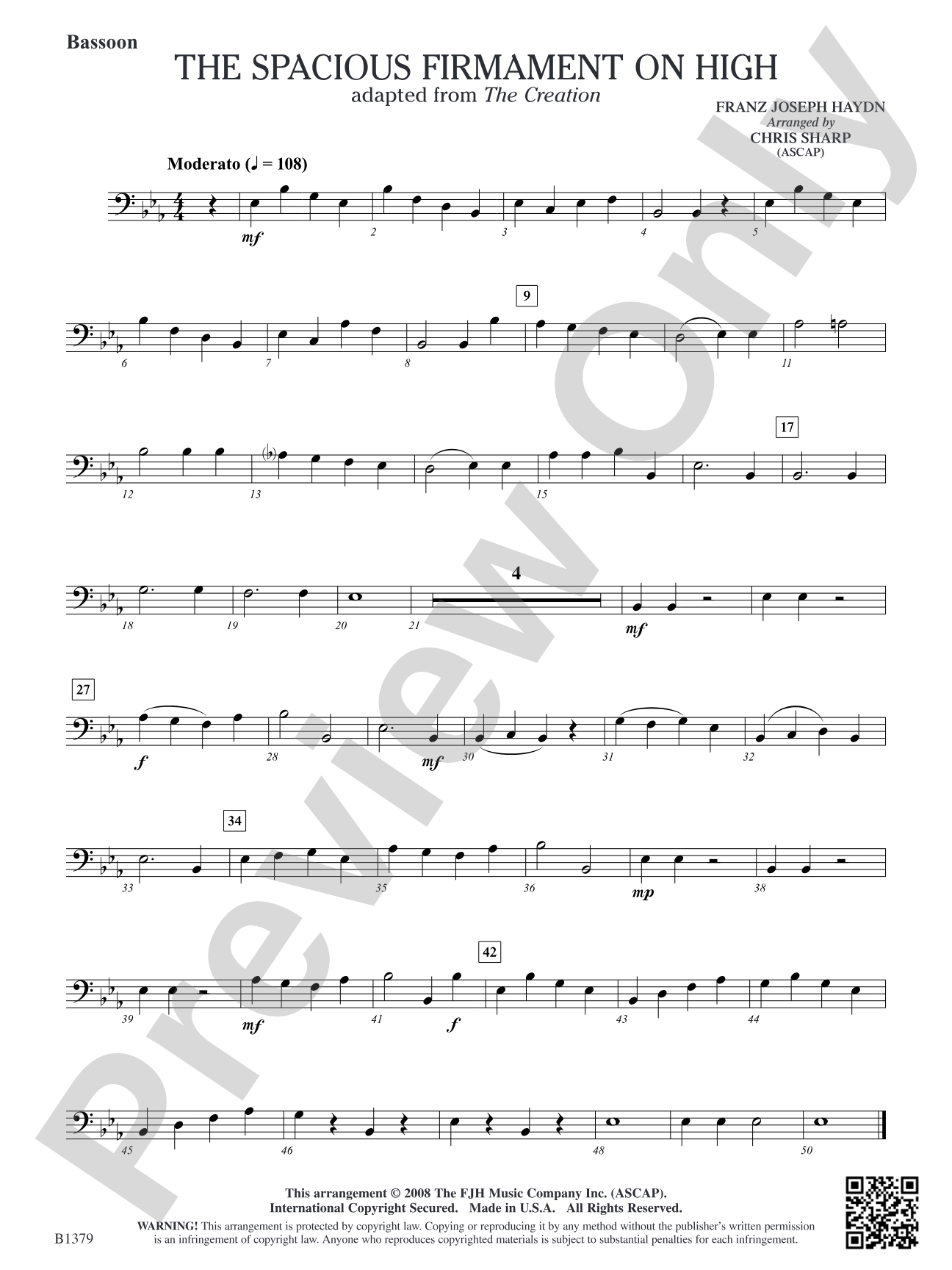 The Spacious Firmament on High (Adapted from The Creation): Bassoon