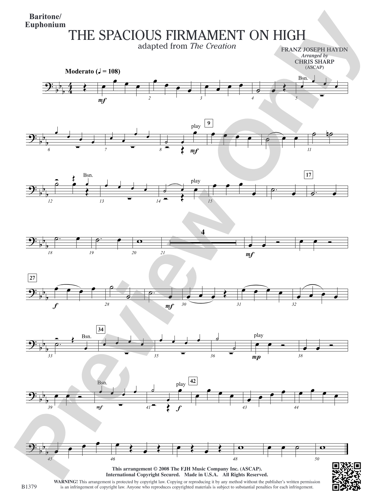 The Spacious Firmament on High (Adapted from The Creation): Baritone/Euphonium