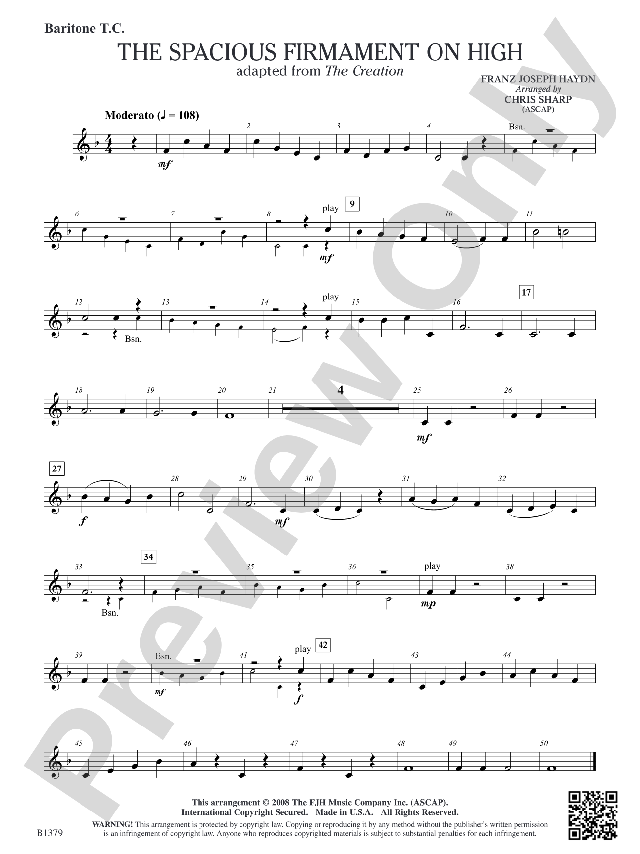 The Spacious Firmament on High (Adapted from The Creation): Baritone T.C.
