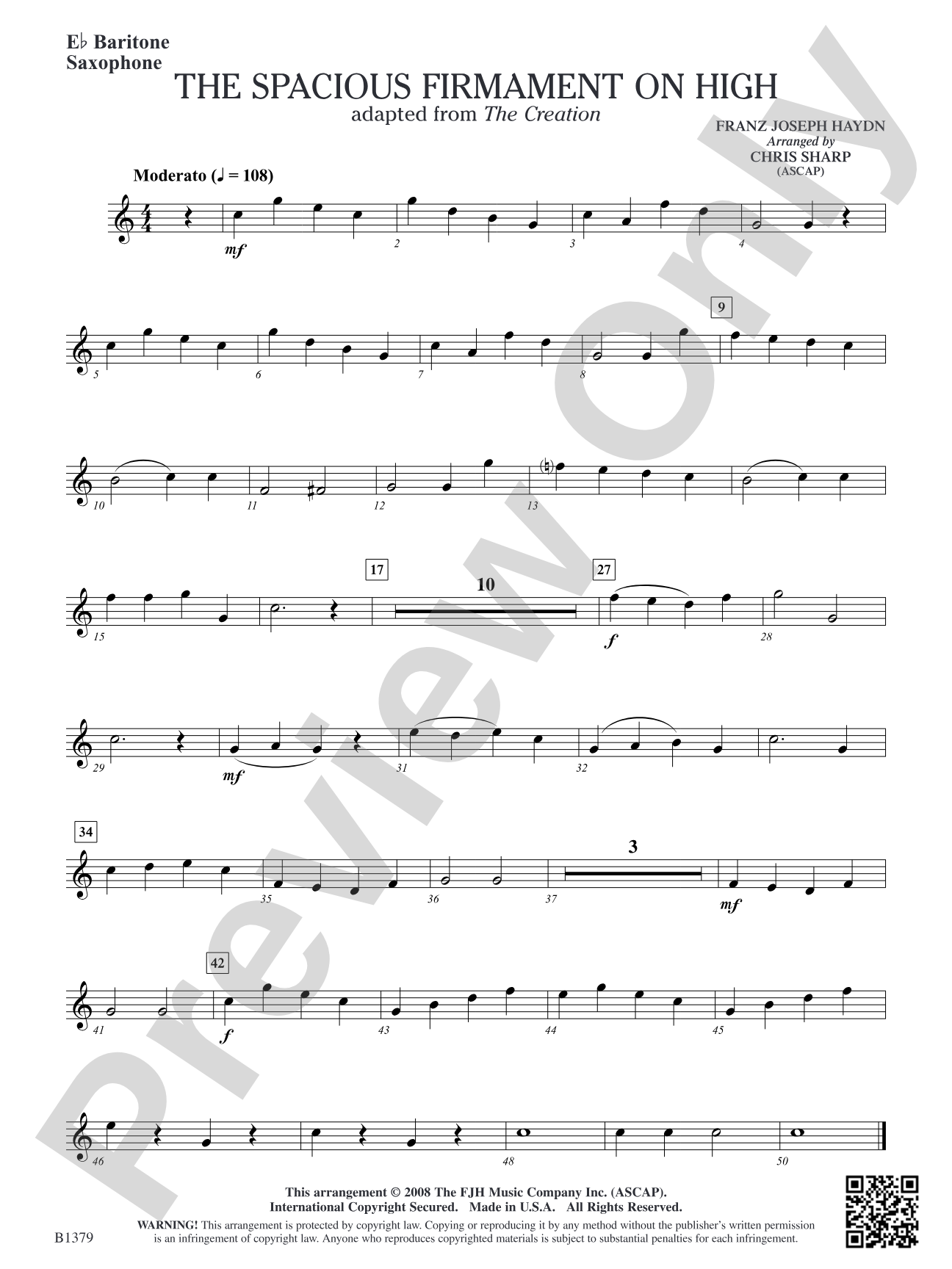 The Spacious Firmament on High (Adapted from The Creation): E-flat Baritone Saxophone