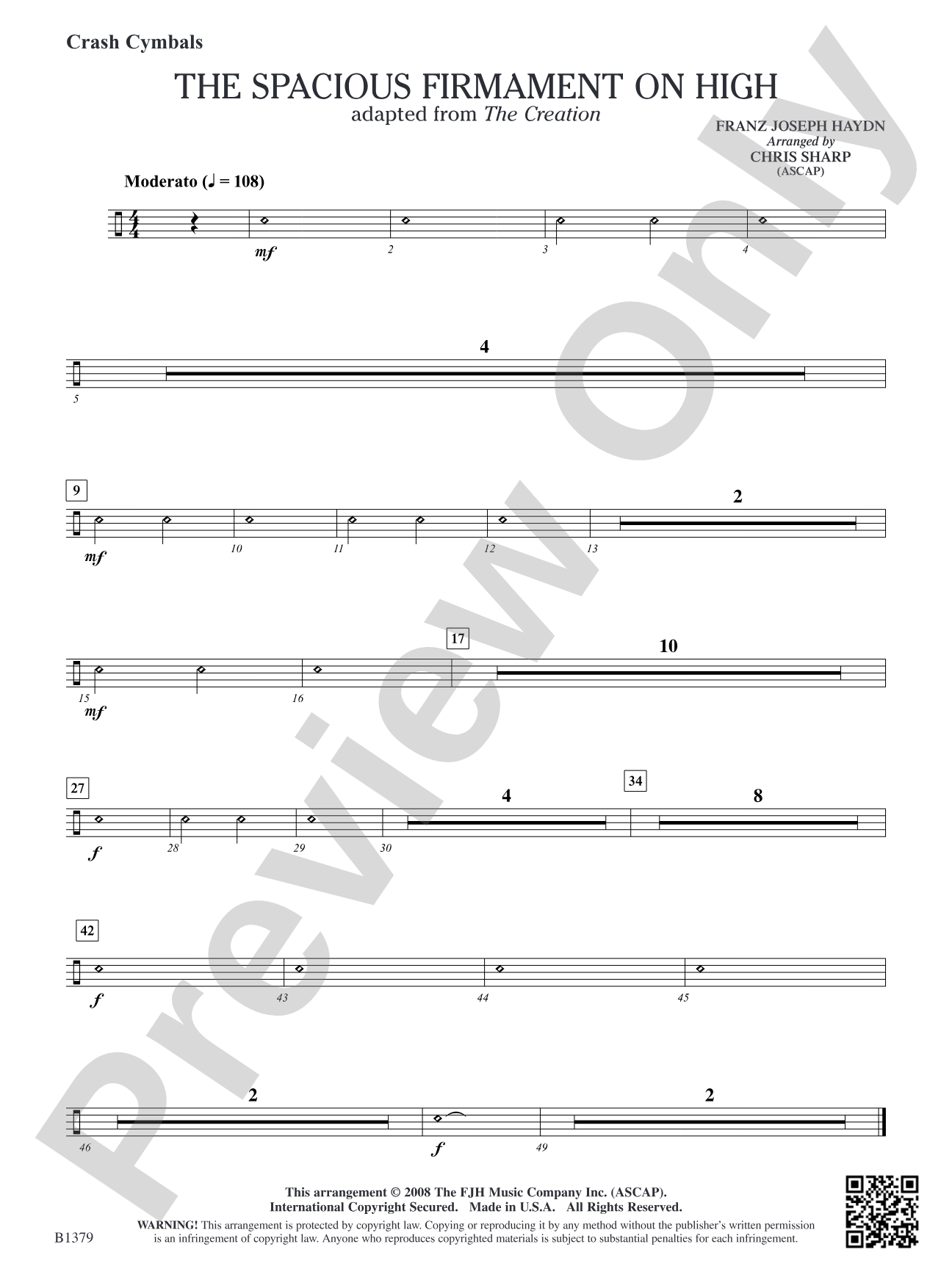 The Spacious Firmament on High (Adapted from The Creation): Crash Cymbals