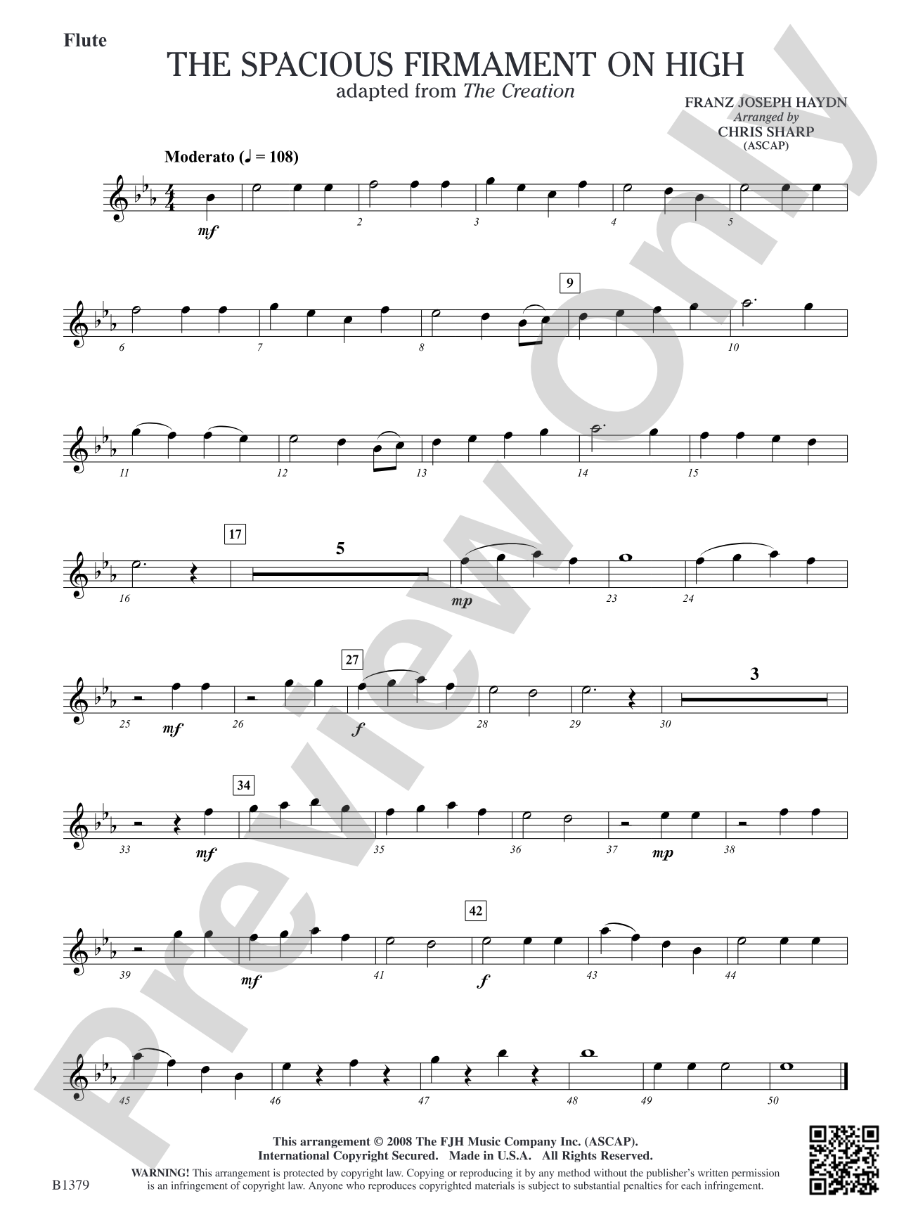 The Spacious Firmament on High (Adapted from The Creation): Flute